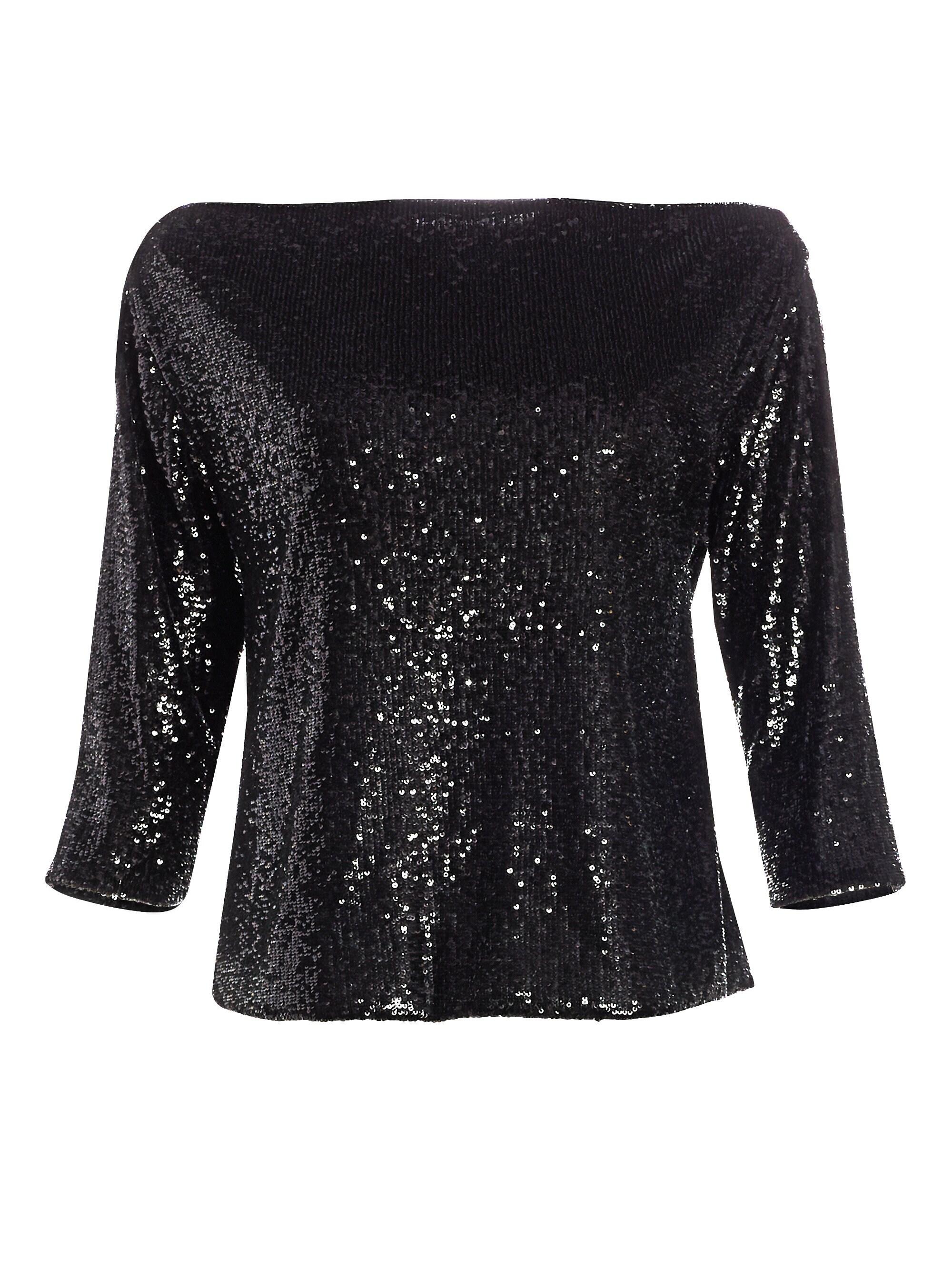 A.L.C. Zoey Off-shoulder Sequin 3/4-sleeve Top in Black - Lyst