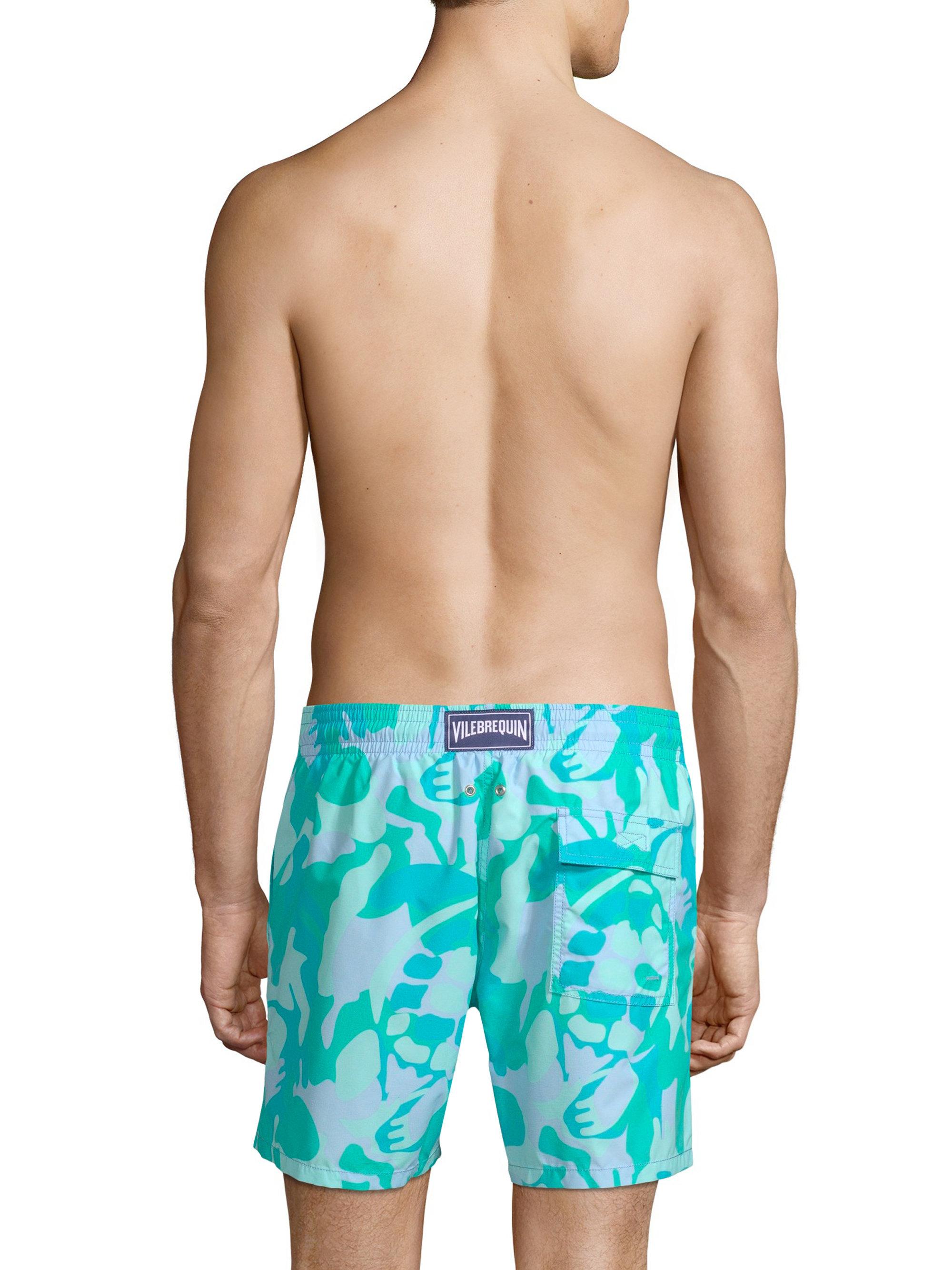 Lyst Vilebrequin Camouflage Turtle Swim Trunks in Blue for Men