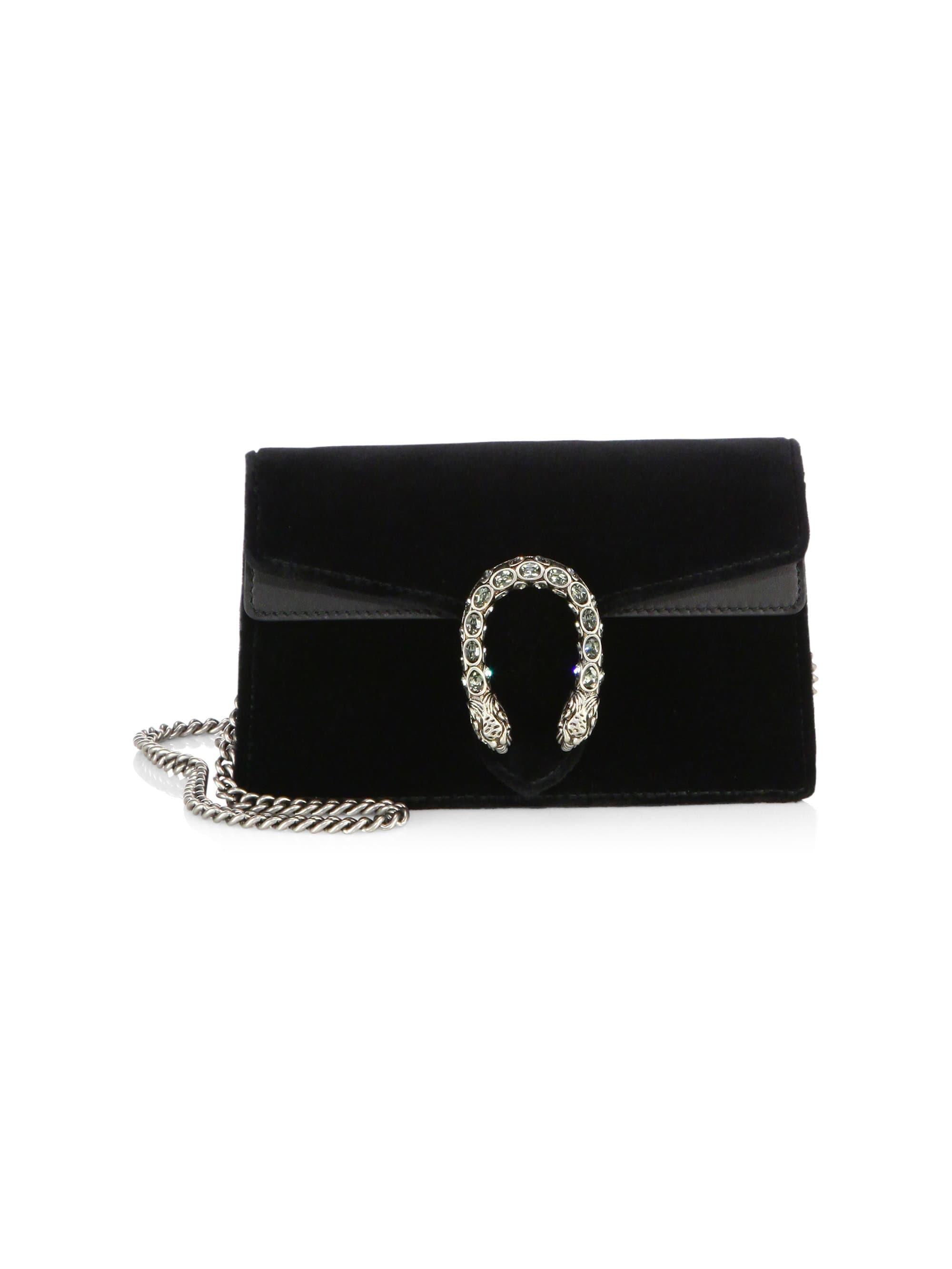 Gucci Dionysus Velvet Mini Chain Shoulder Bag in Black - Lyst