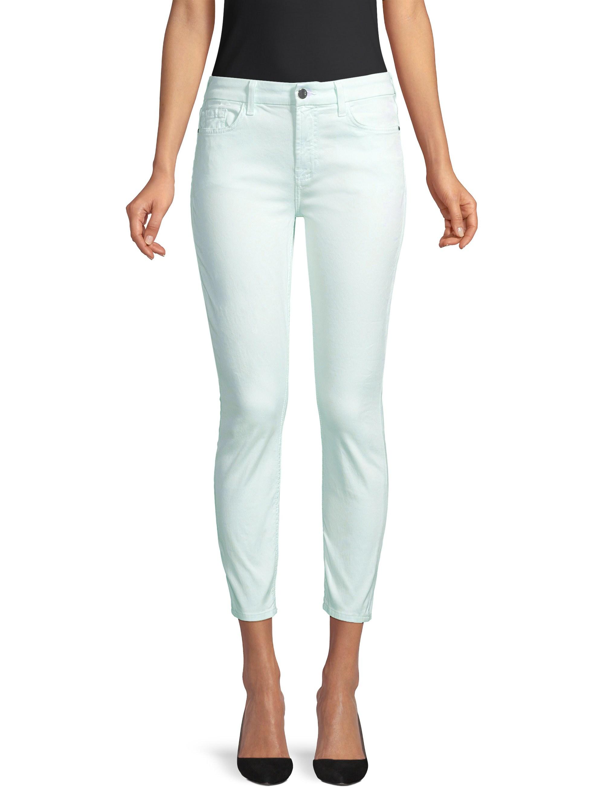 7 For All Mankind Women's Sateen Ankle Skinny Jeans Pastel Mint in