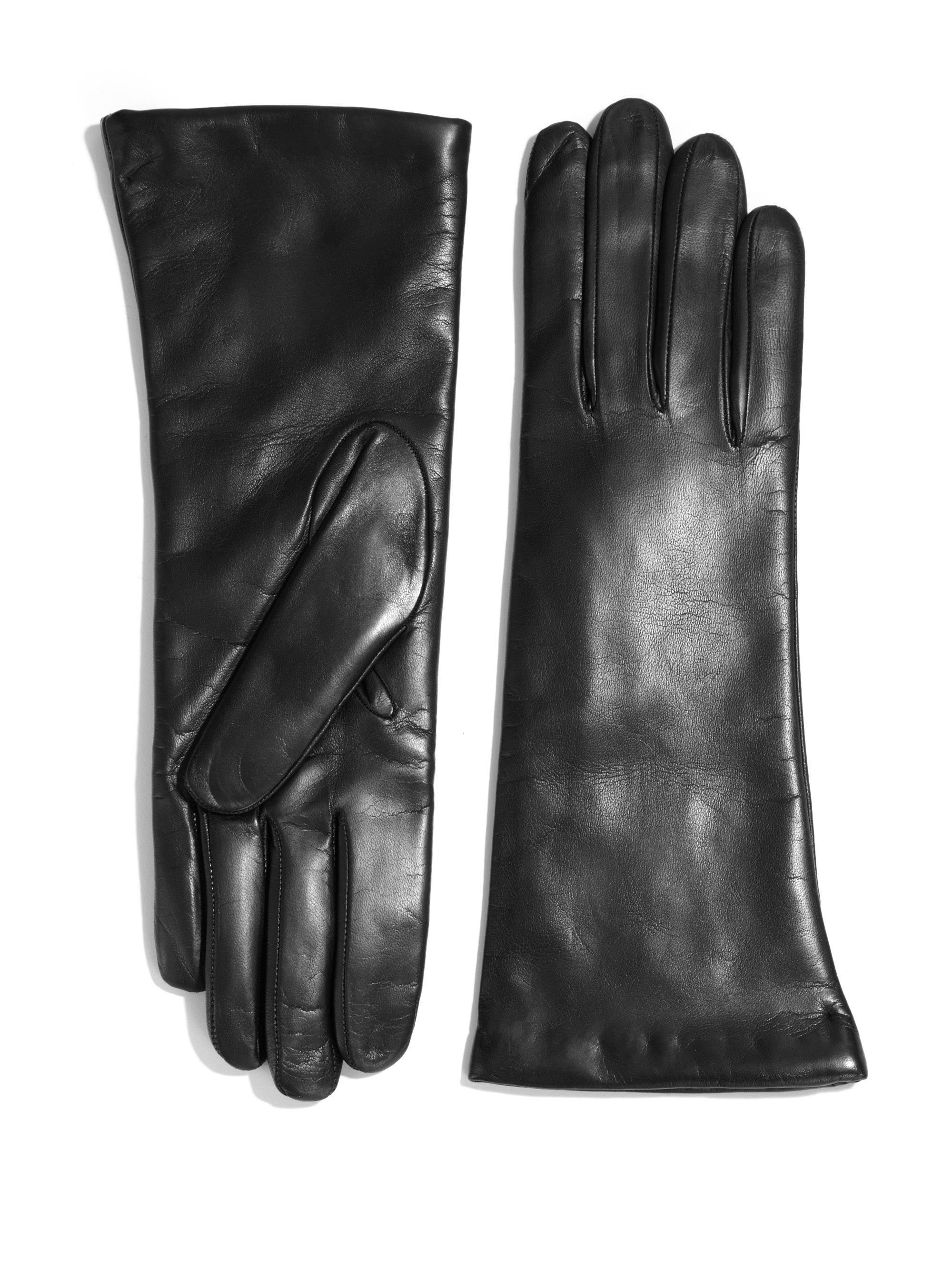 Saks Fifth Avenue Leather Gloves In Black - Lyst