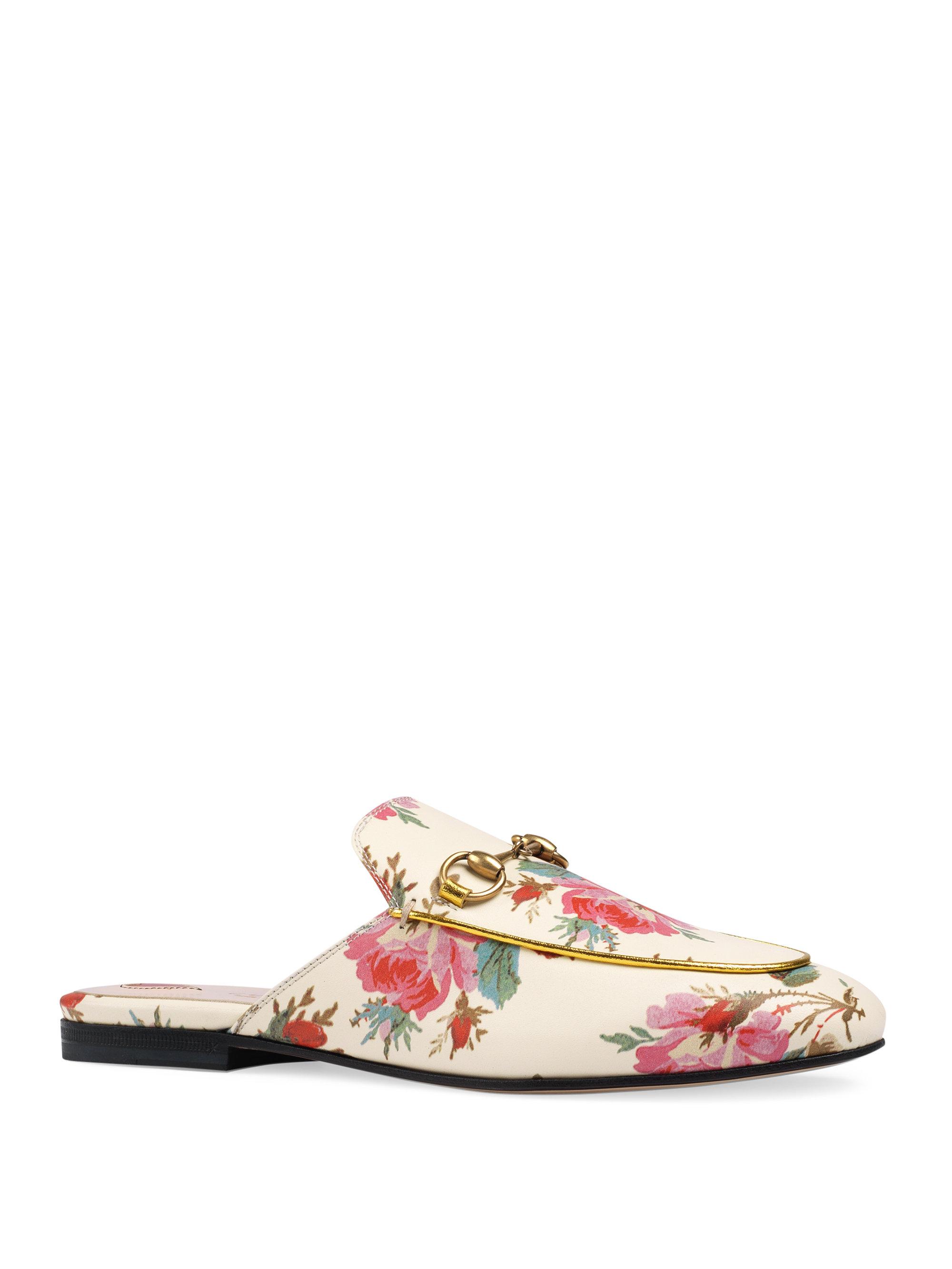 Lyst - Gucci Princetown Floral Slides in White