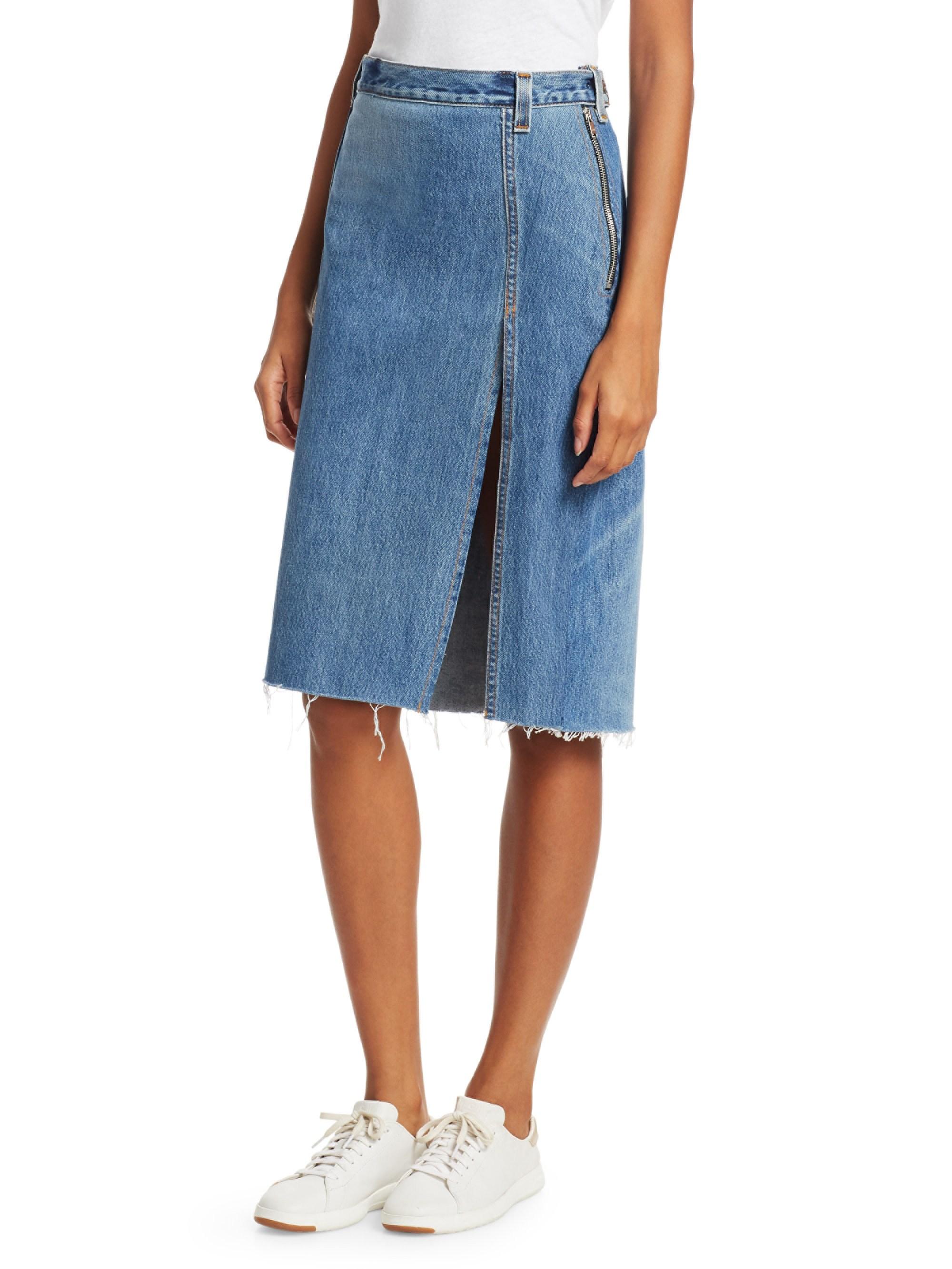 RE/DONE Women's Denim Thigh-high Slit Long Skirt - Indigo in Blue - Lyst