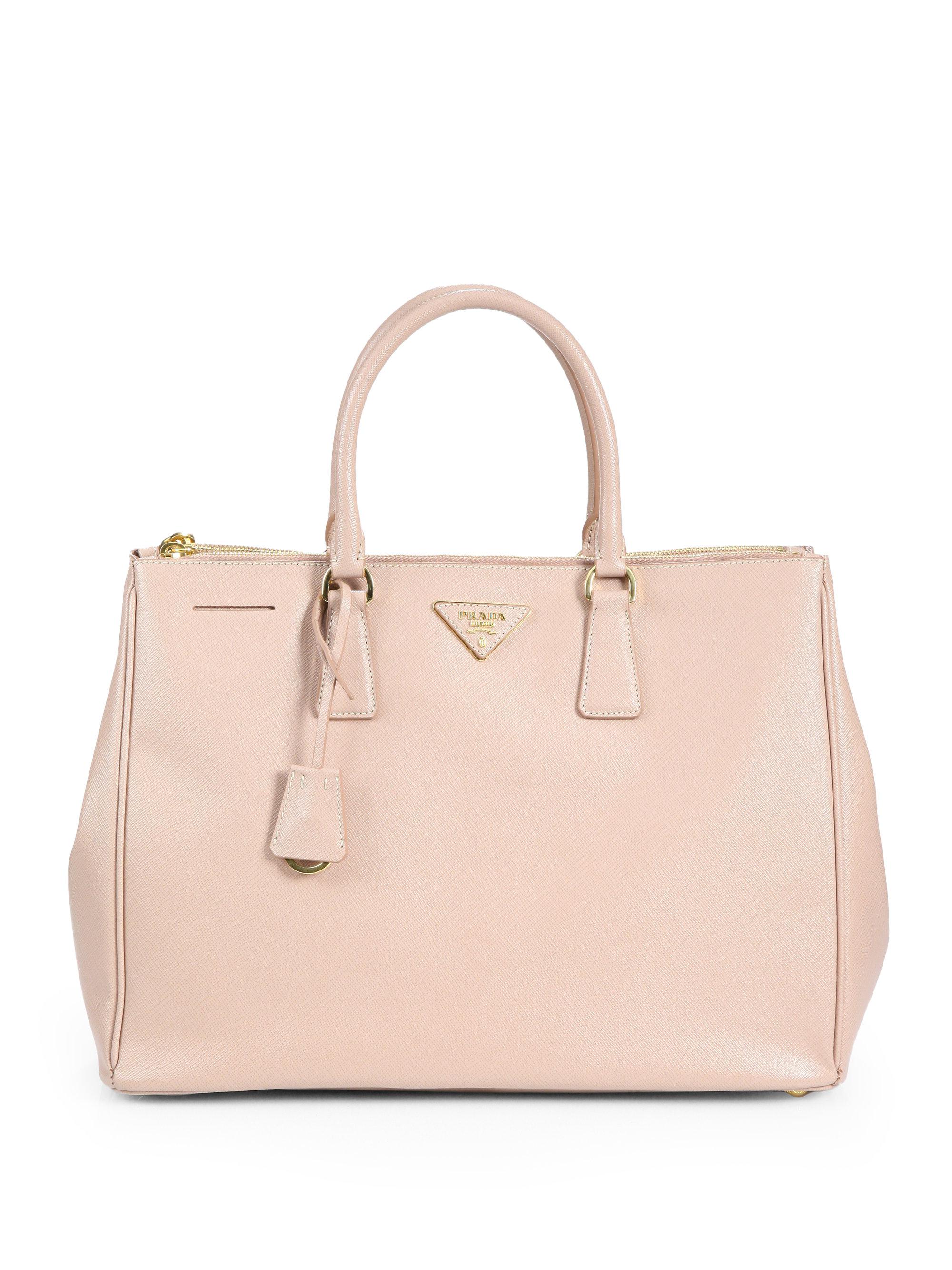 Lyst Prada Saffiano Lux Large Double Zip Tote In Natural Gallery