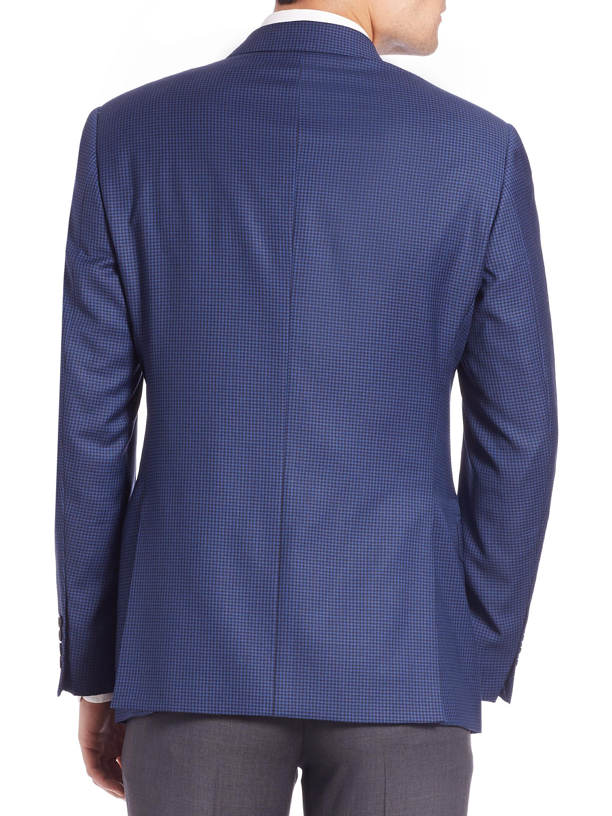 Lyst Armani Wool Houndstooth Sportcoat in Blue for Men