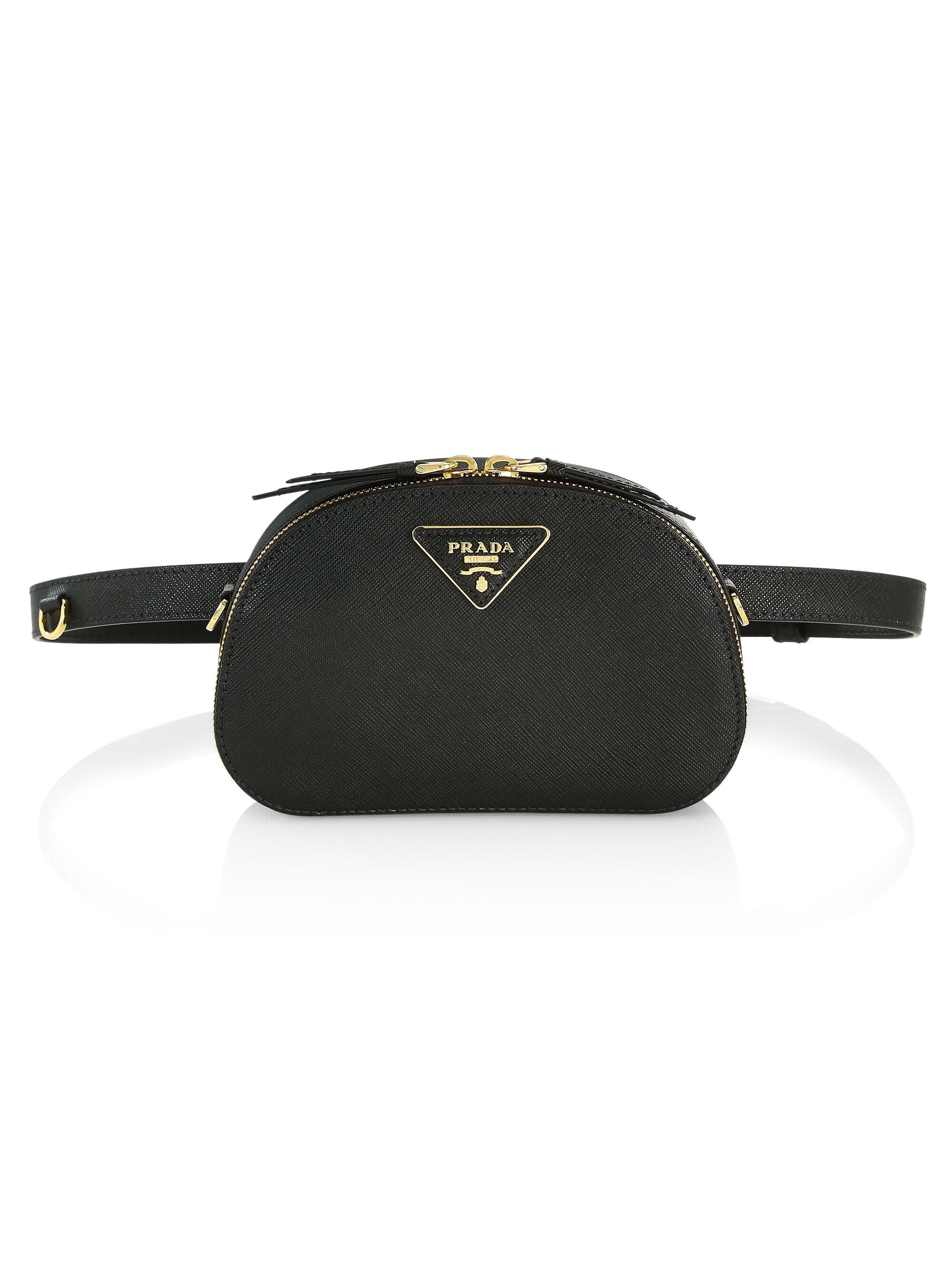 Prada Women&#39;s Odette Leather Belt Bag - Black in Black - Lyst