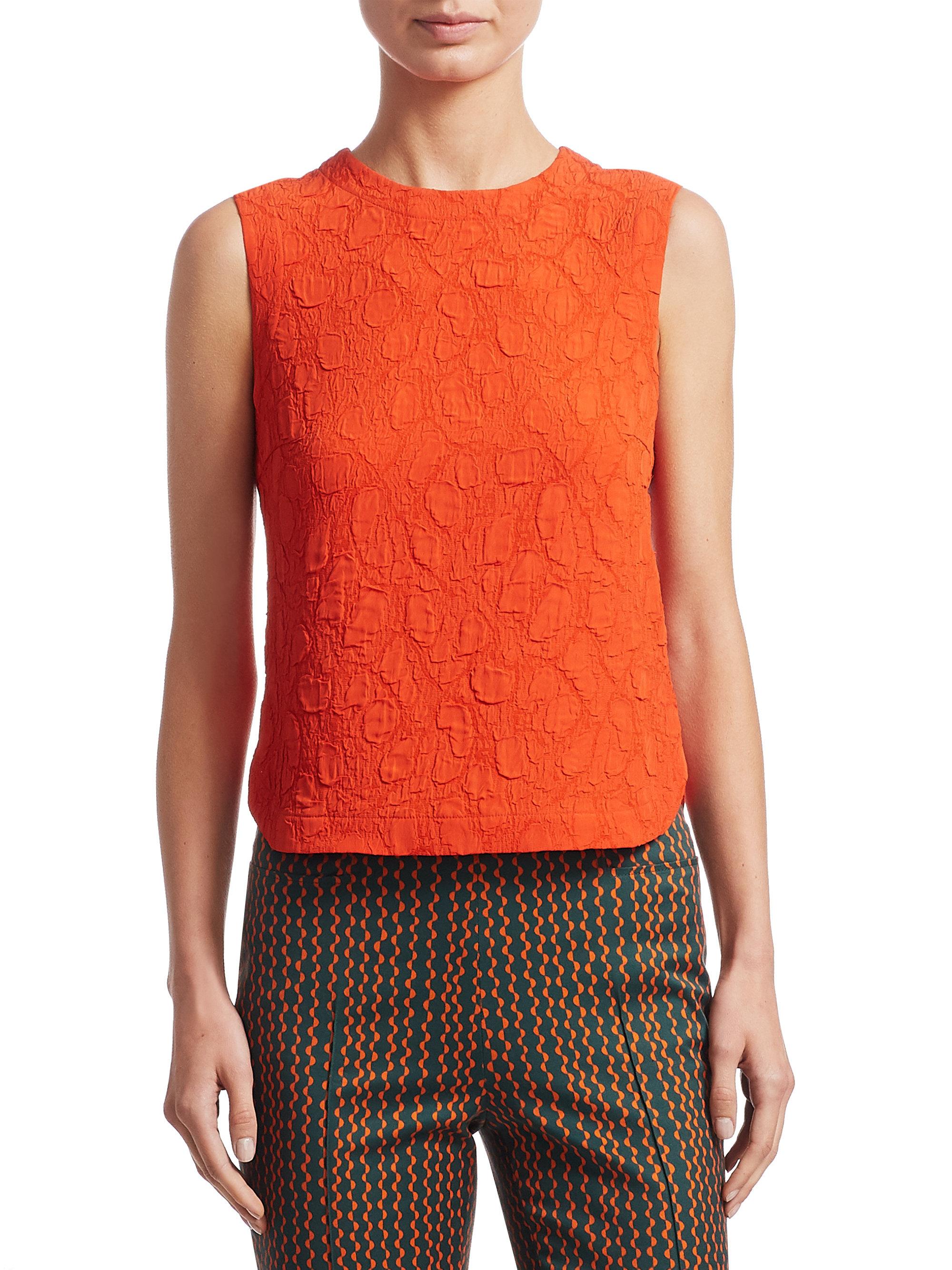 Lyst - Akris Punto Textured Sleeveless Blouse in Red