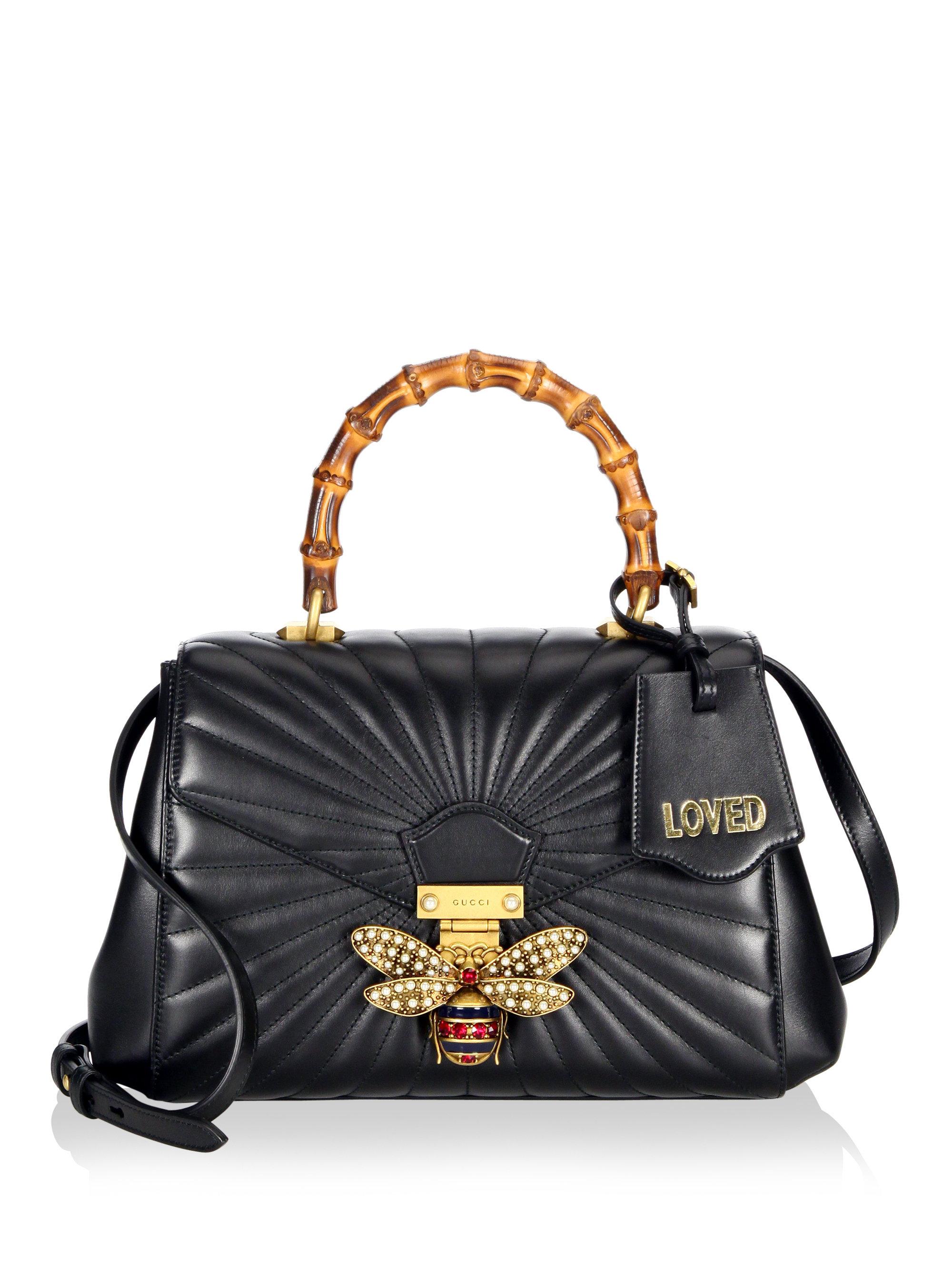 Women\u0027s Black Queen Margaret Quilted Leather Top Handle Bag