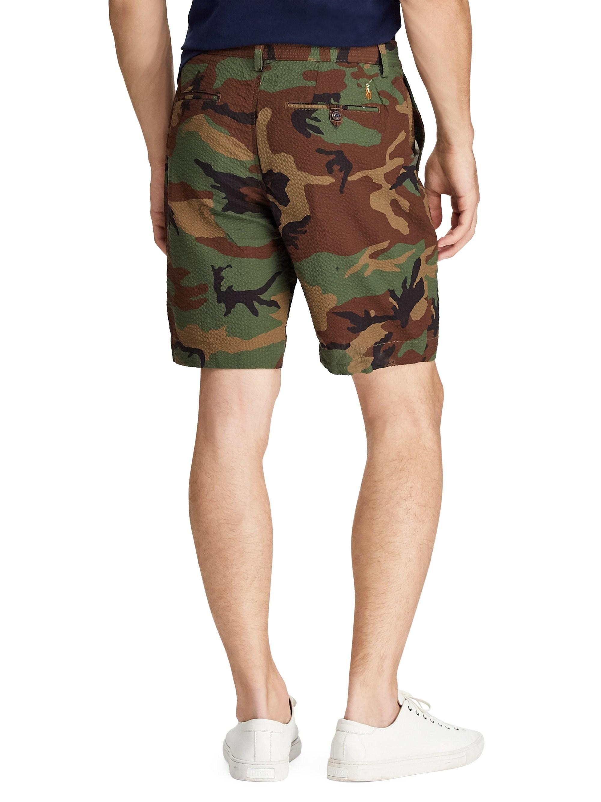 Lyst - Polo Ralph Lauren Men's Seersucker Camouflage Flat Shorts - Camo ...