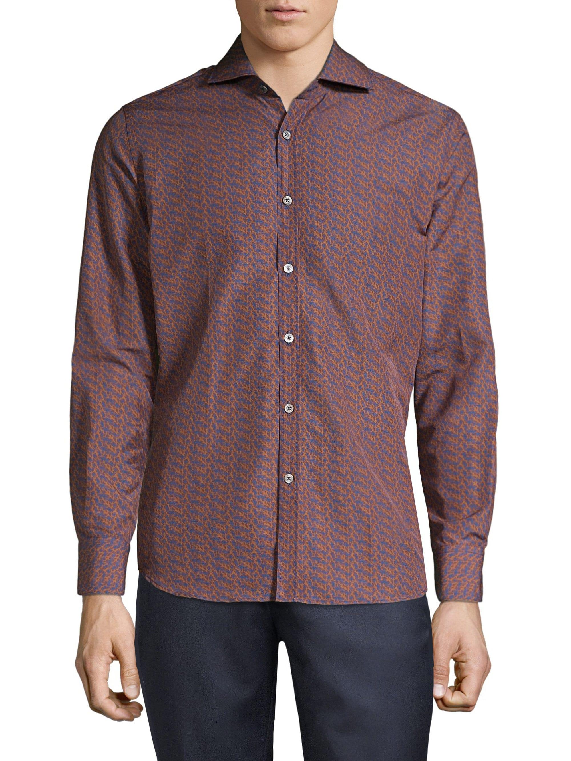 Canali Logo Cotton Shirt in Brown for Men - Lyst