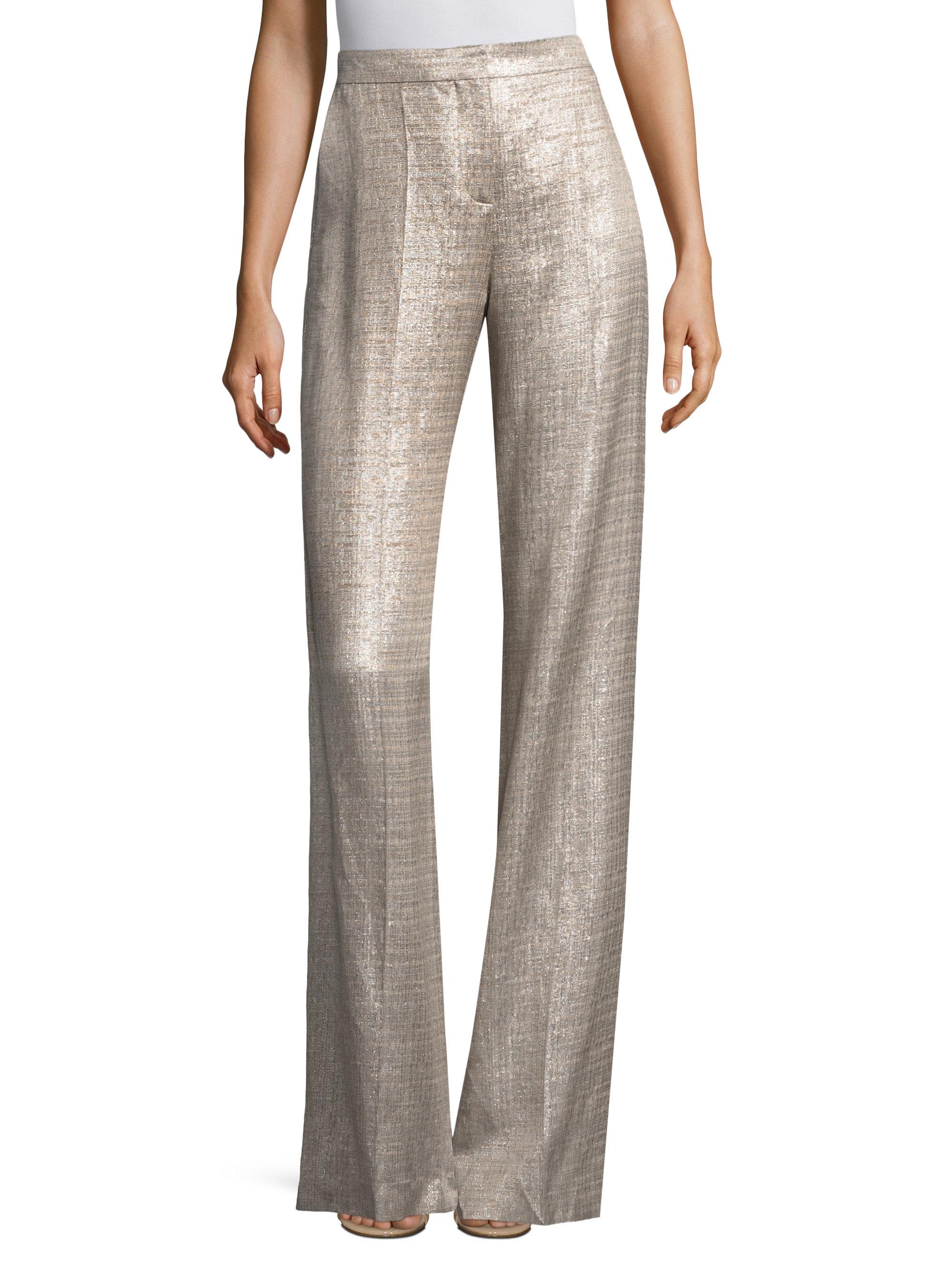 Etro Silk Silver Trousers in Metallic - Lyst