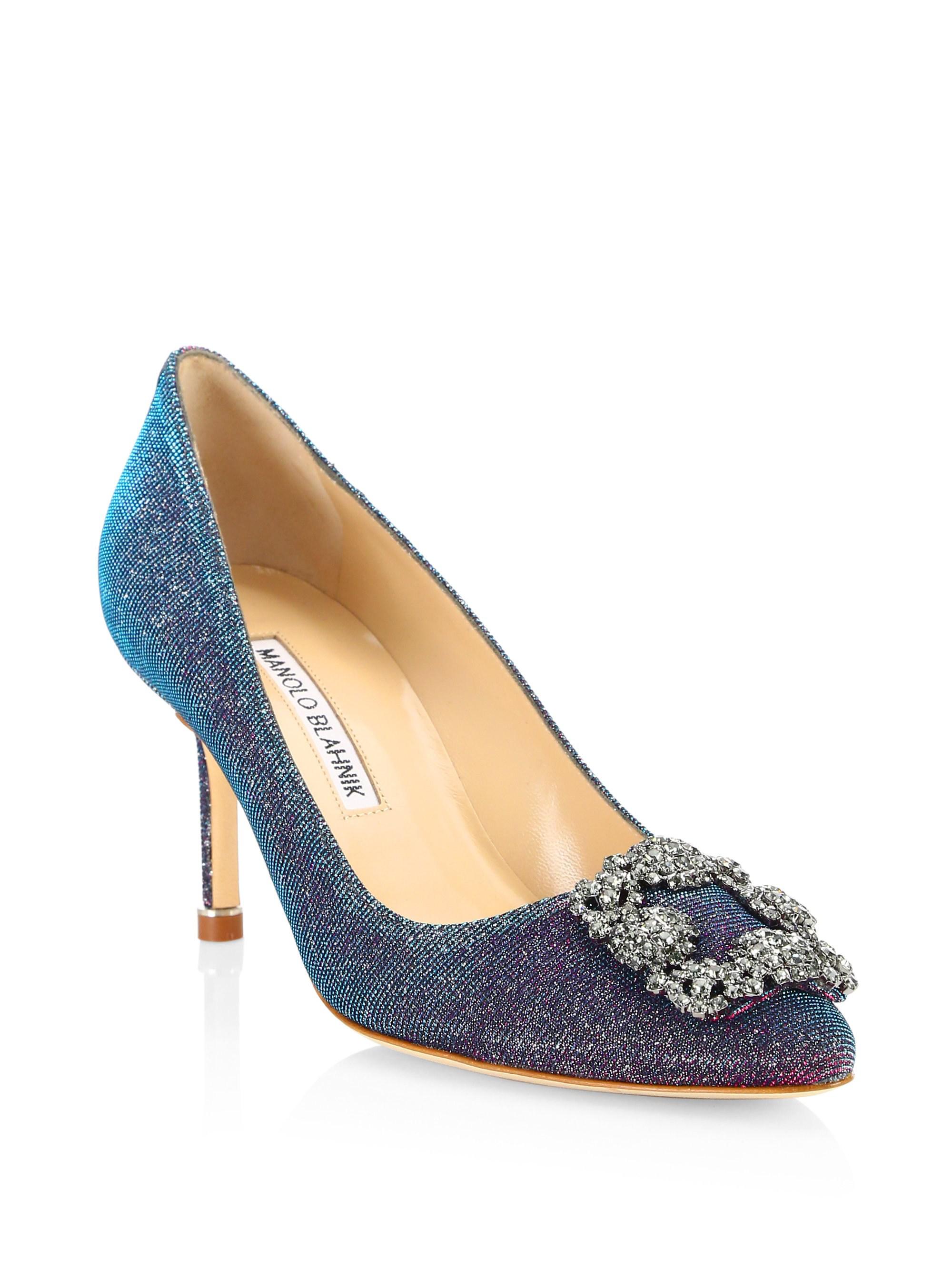 Manolo Blahnik Leather Hangisi 70 Notturno Pumps in Navy (Blue) - Lyst