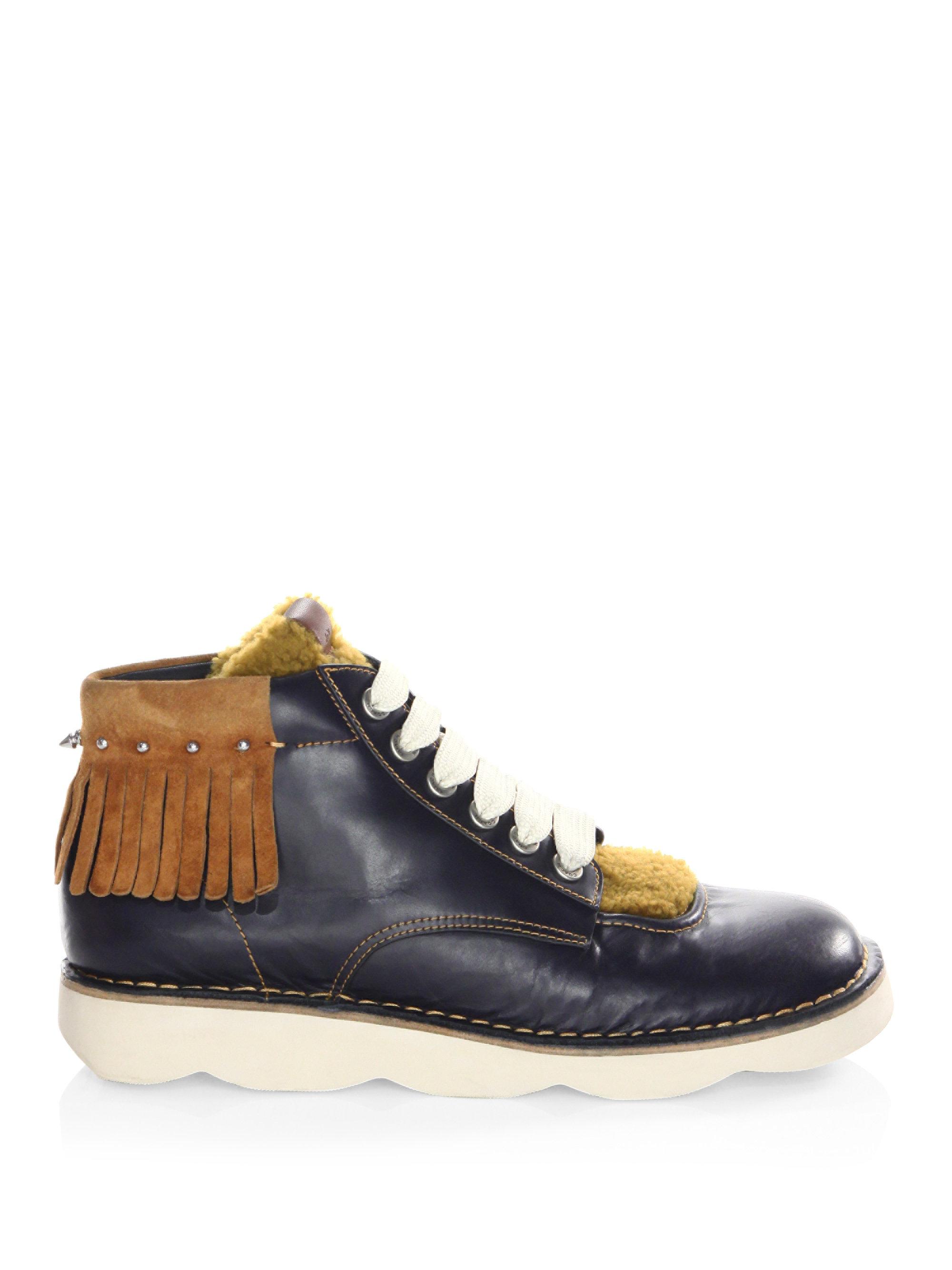 Lyst Coach 1941 Shearling Derby Boots in Blue for Men