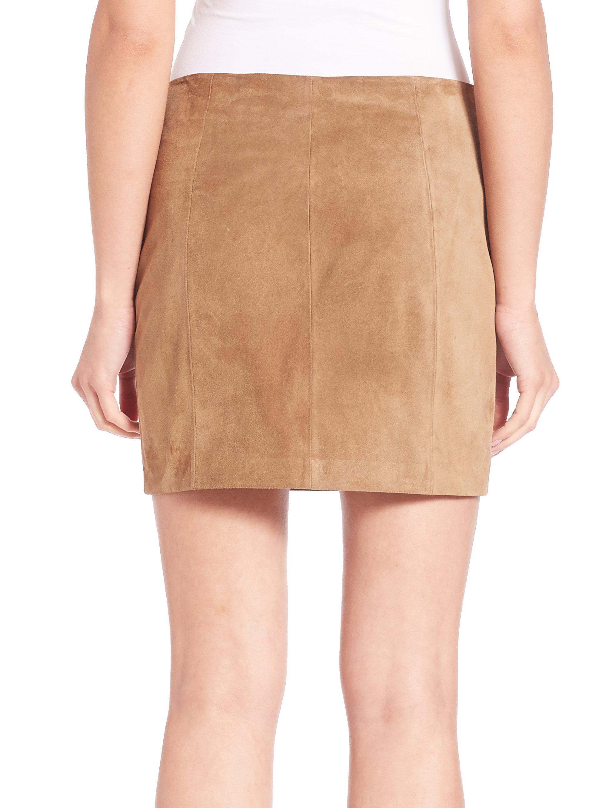 Lyst - Polo Ralph Lauren Suede Mini Skirt in Brown
