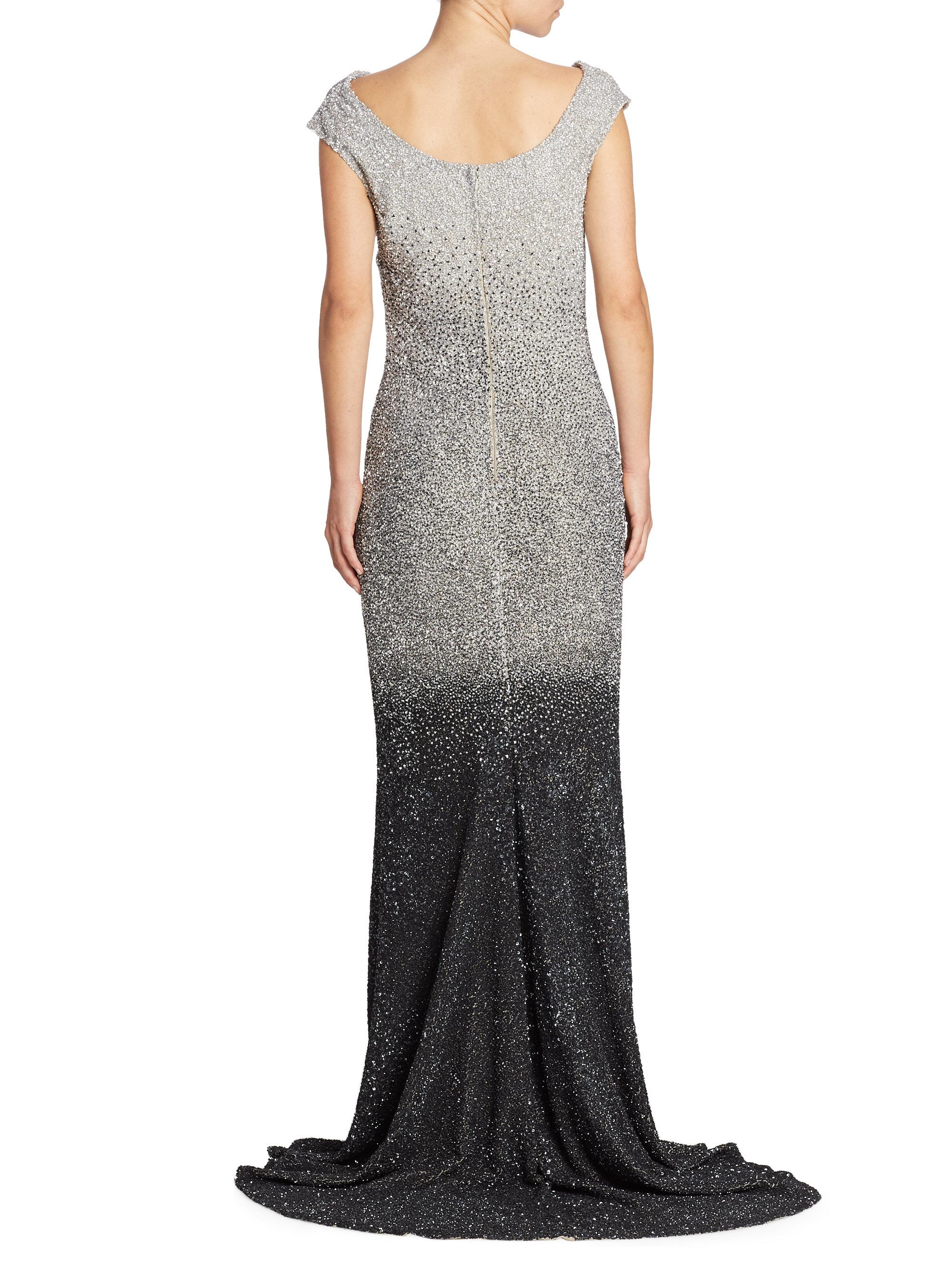 pamella roland ombre sequin gown