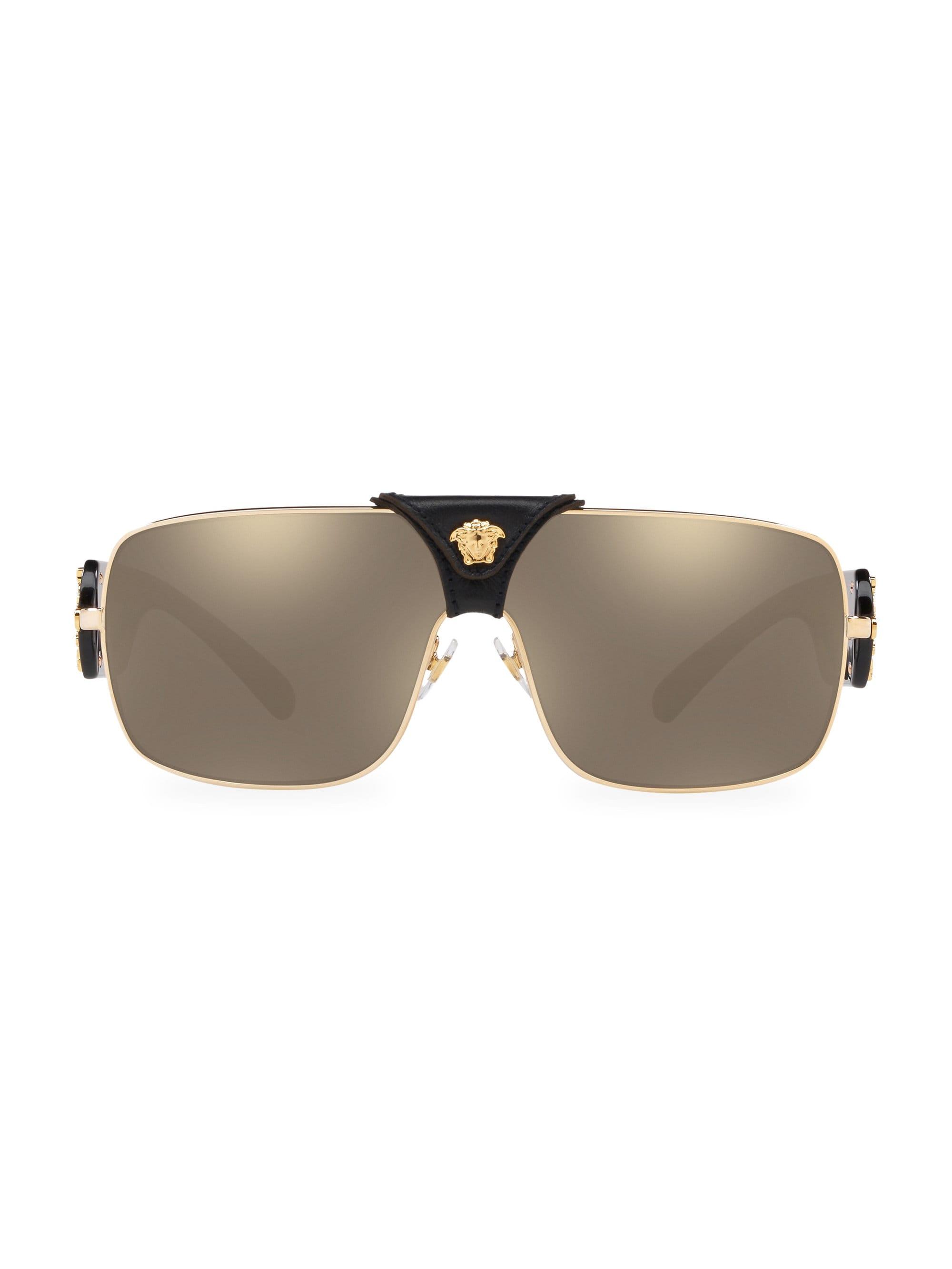 Versace Men's Squared Baroque 138mm Aviator Sunglasses - Brown Gold in ...