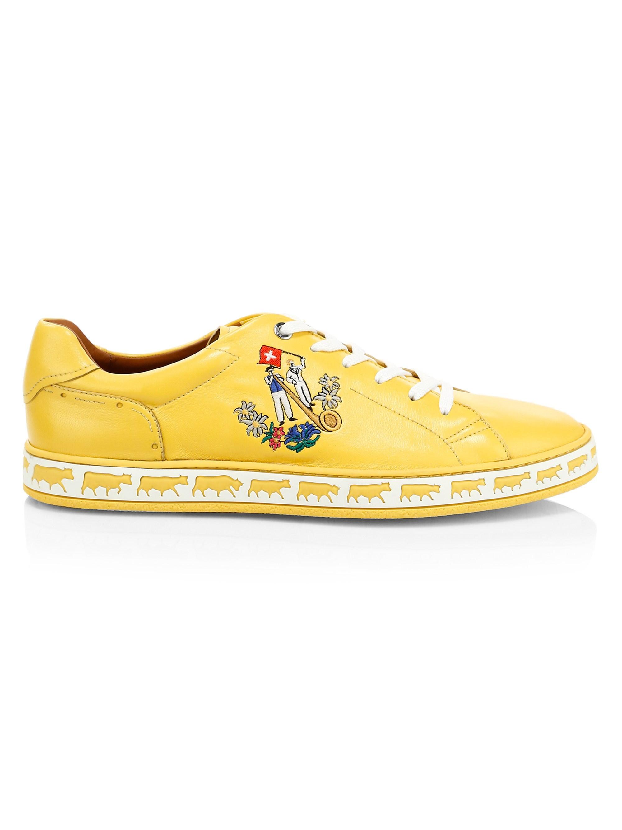 Bally Animals Anistern Leather Lowtop Sneakers in Yellow