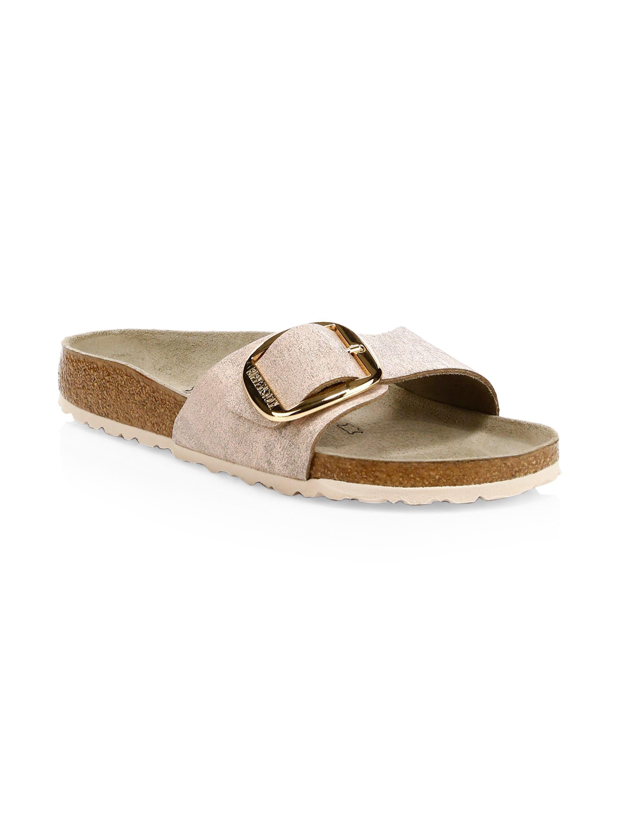 Lyst - Birkenstock Women's Madrid Big Buckle Metallic Leather Slide