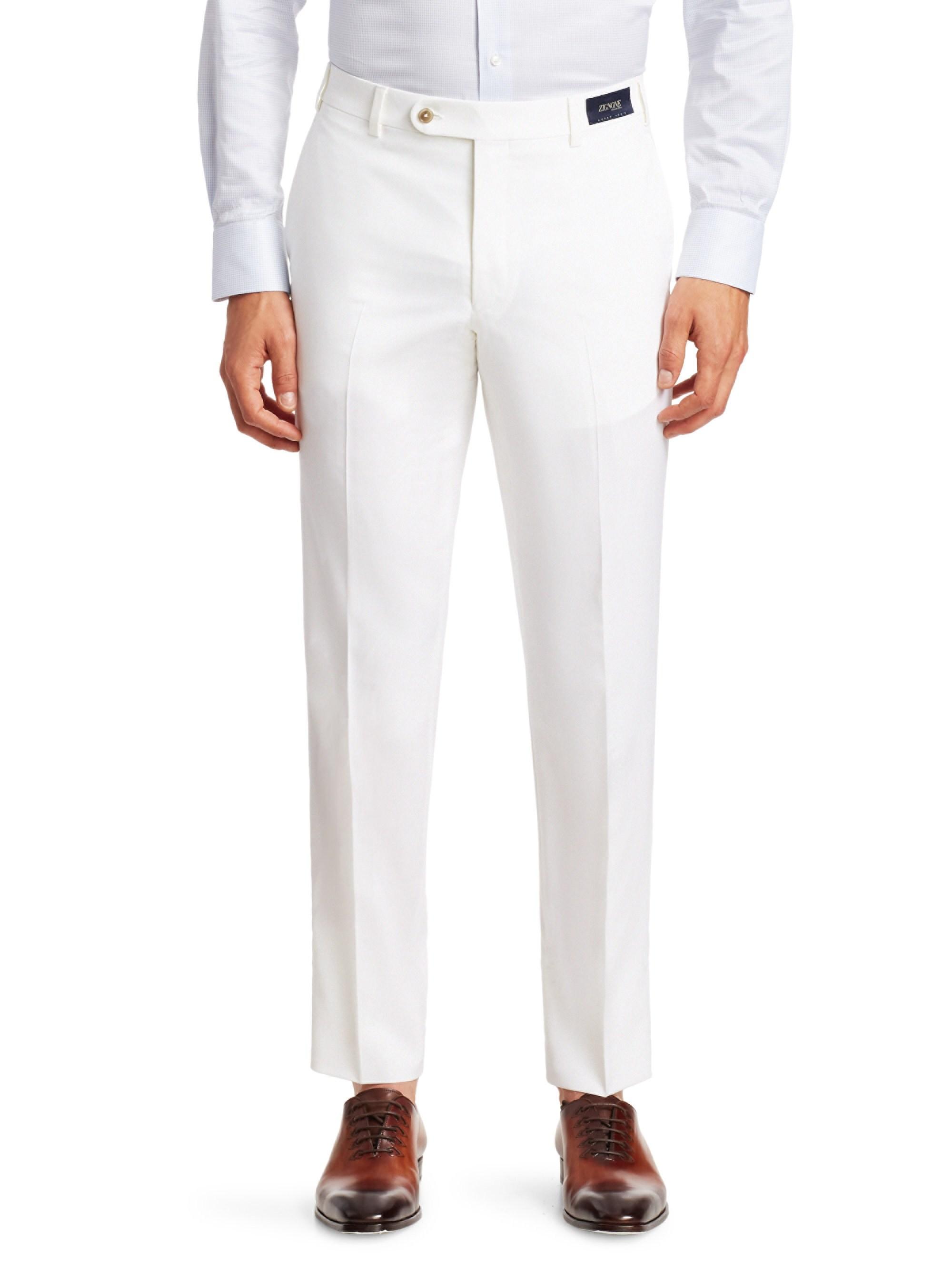 Lyst - Saks Fifth Avenue Men&#39;s Collection Wool Super 100 White Trousers - White - Size 36 R in ...