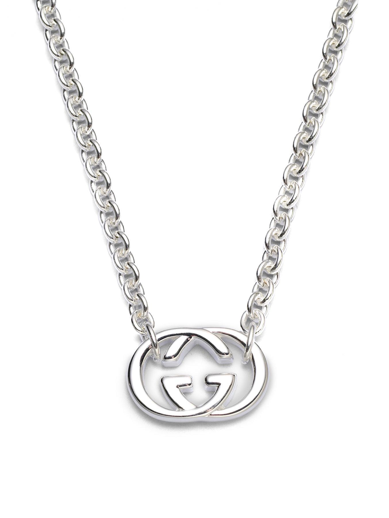 Lyst - Gucci Double G Sterling Silver Necklace in Metallic