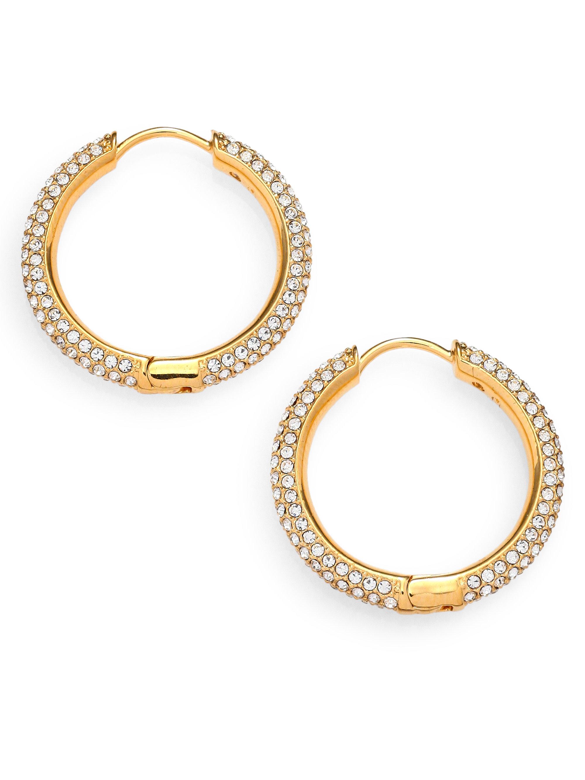 Lyst - Adriana Orsini Pave Hoop Earrings/0.8 in Metallic