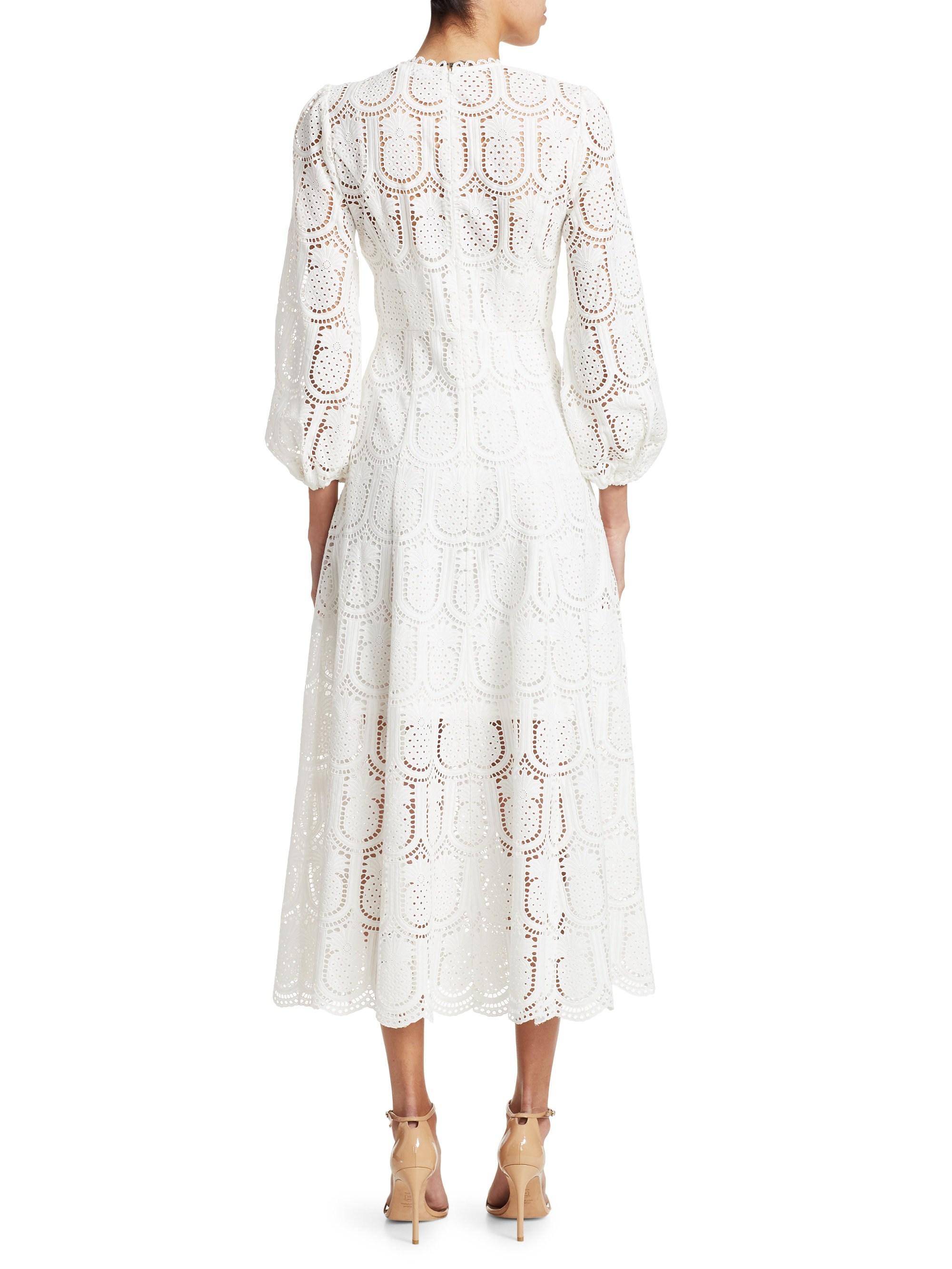 Zimmermann Women's Wayfarer Pineapple Lace Midi Dress - Cream in White ...