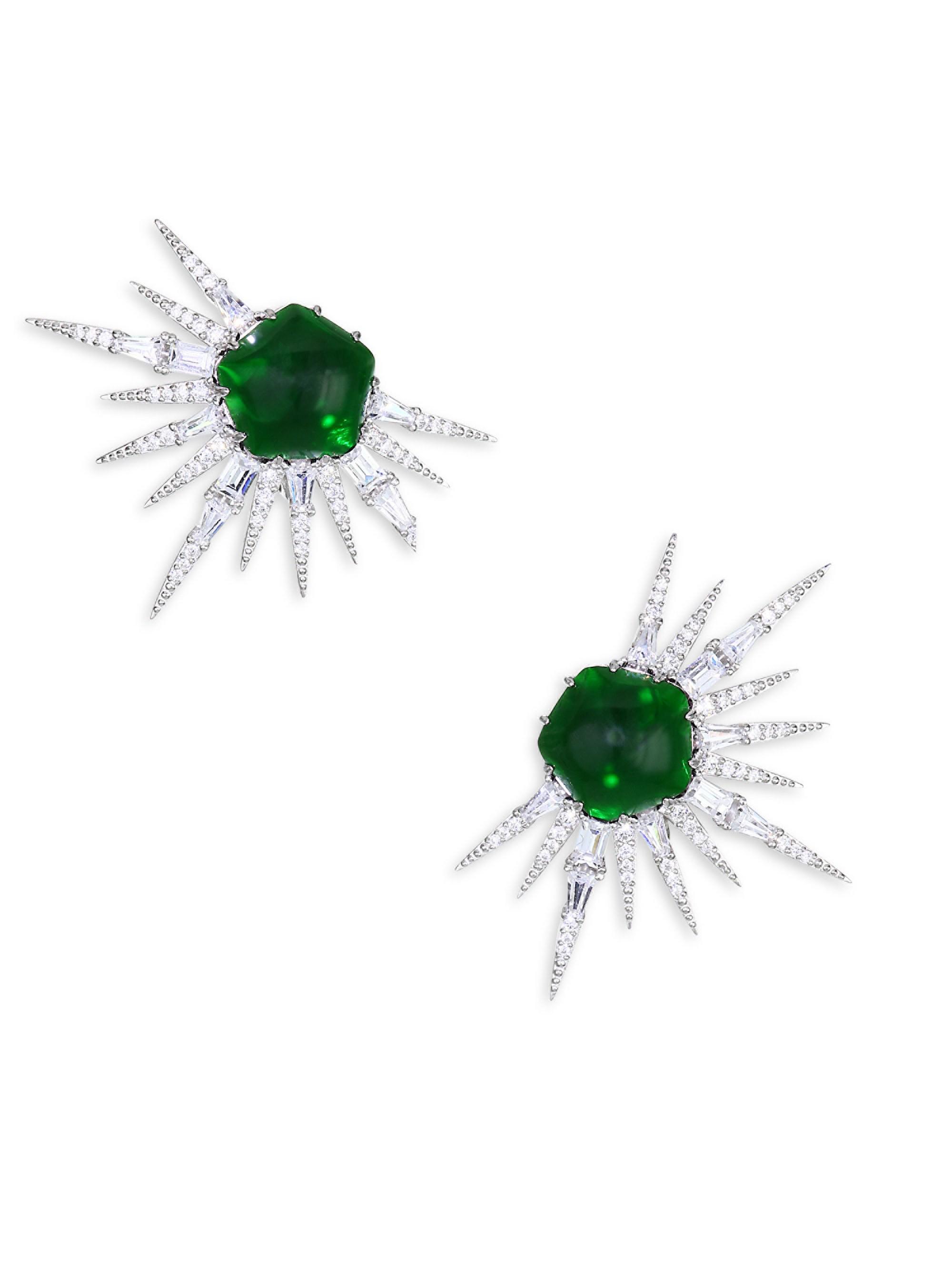 Lyst Adriana Orsini Green Crystal Rhodium Plated Clip On Adriana Orsini Women S Green Crystal Rhodium Plated Clip On Earrings