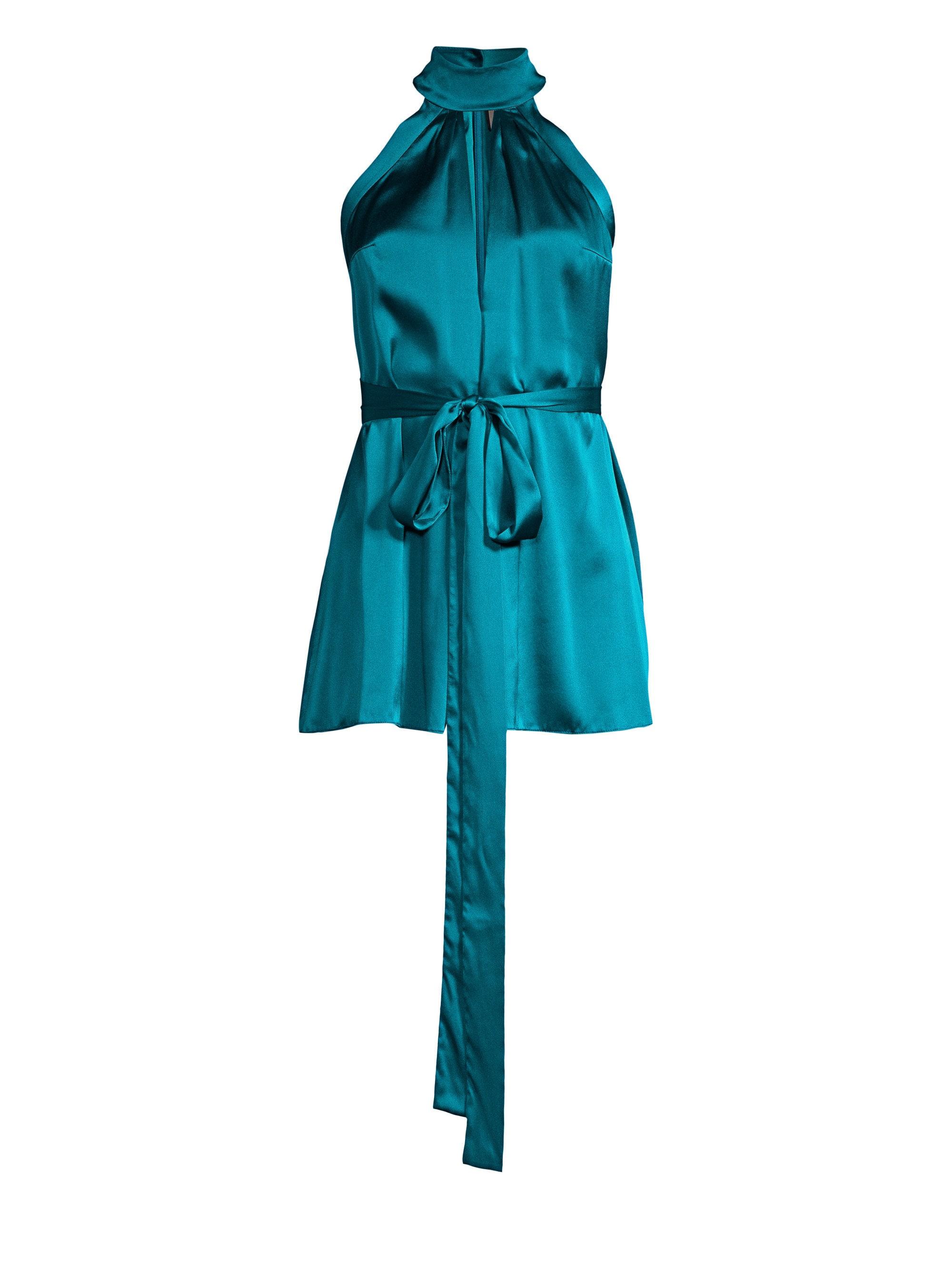 Alexis Womens Rayelynn Silk Tie Waist Romper Capri Blue In Blue Lyst 