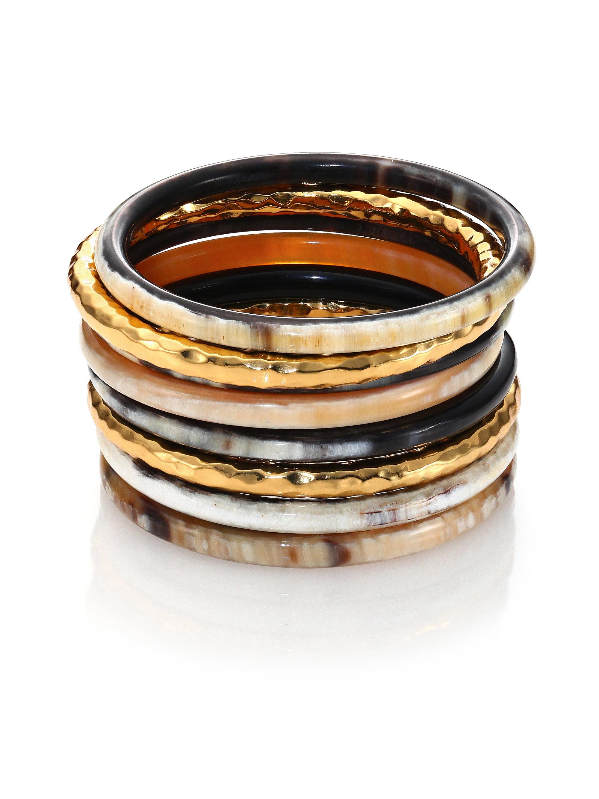 Lyst Nest Hammered Horn Bangle Bracelet Set In Metallic Gallery