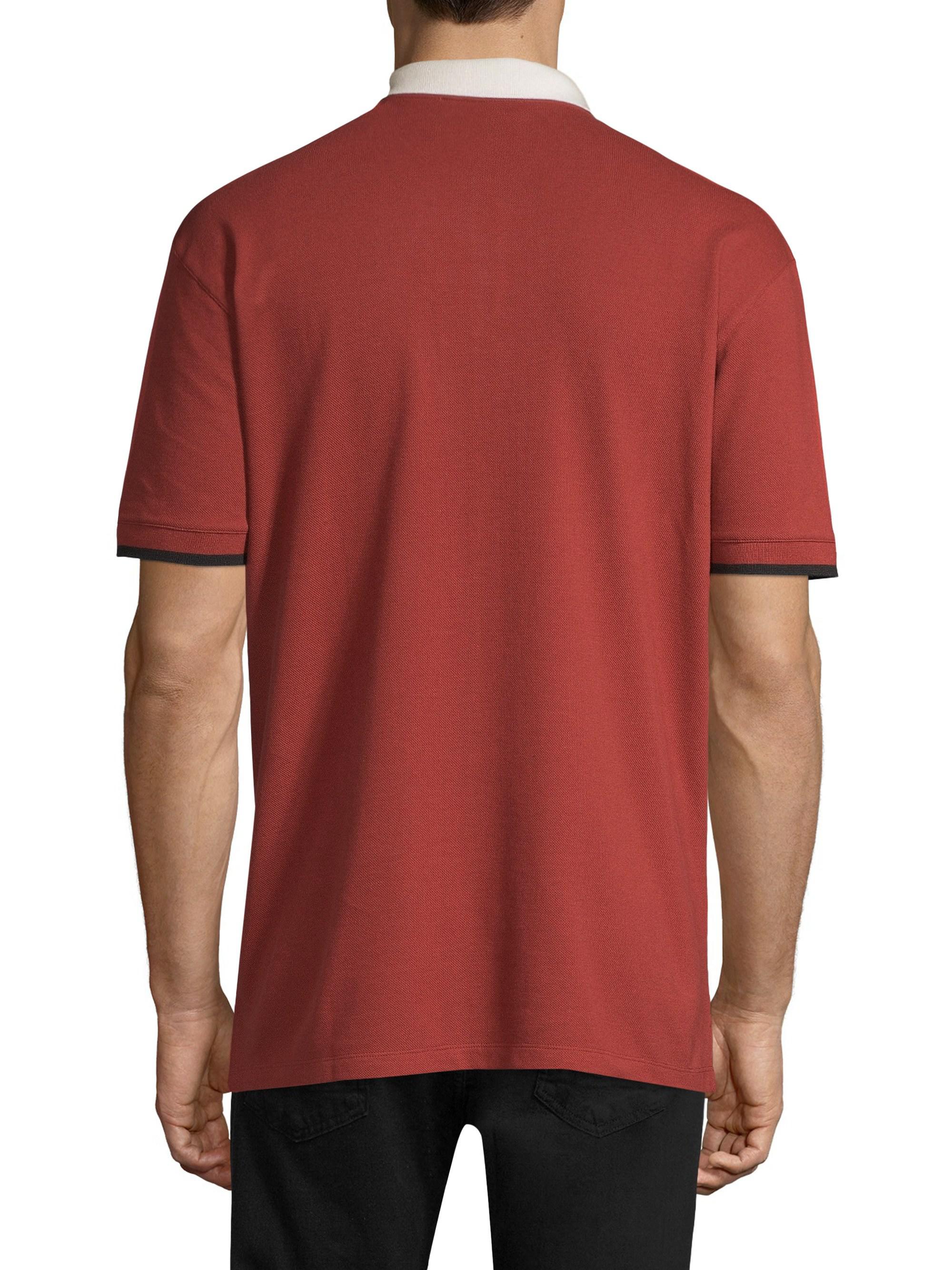 Bally Cotton Colorblock Polo Shirt in Red for Men - Lyst