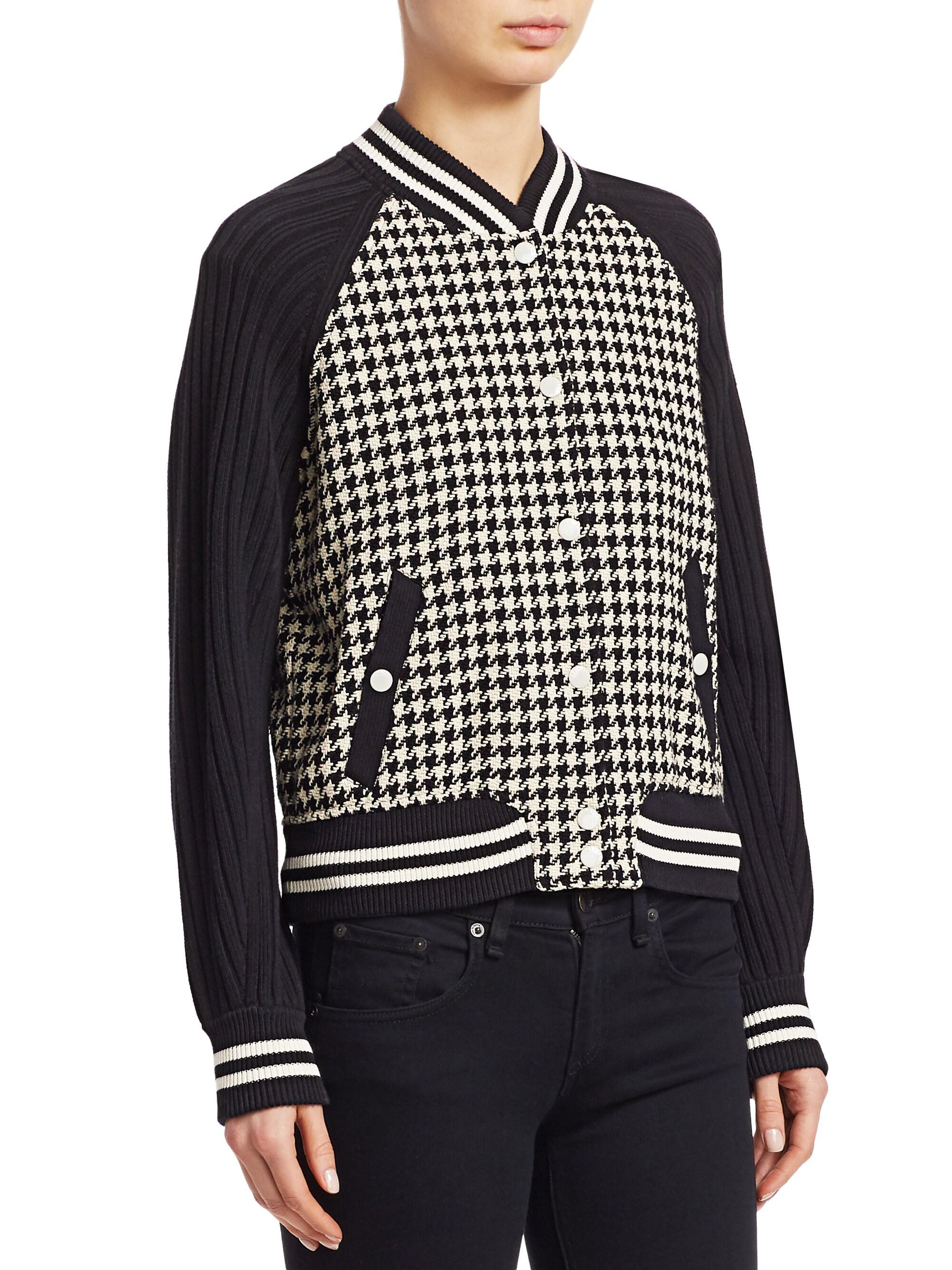 houndstooth bomber jacket womens