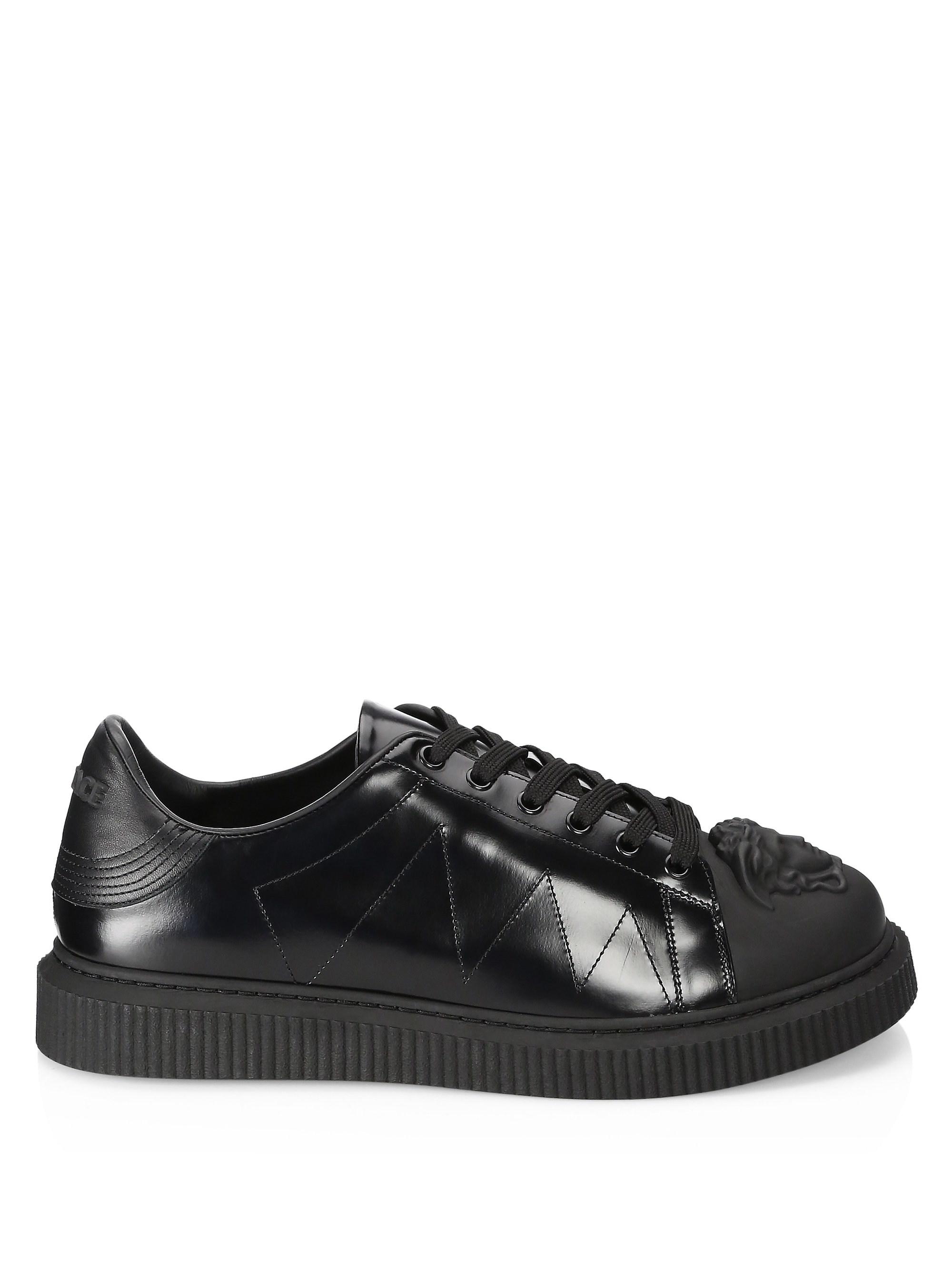 Versace Medusa Leather Nyx Sneakers in Black for Men - Lyst