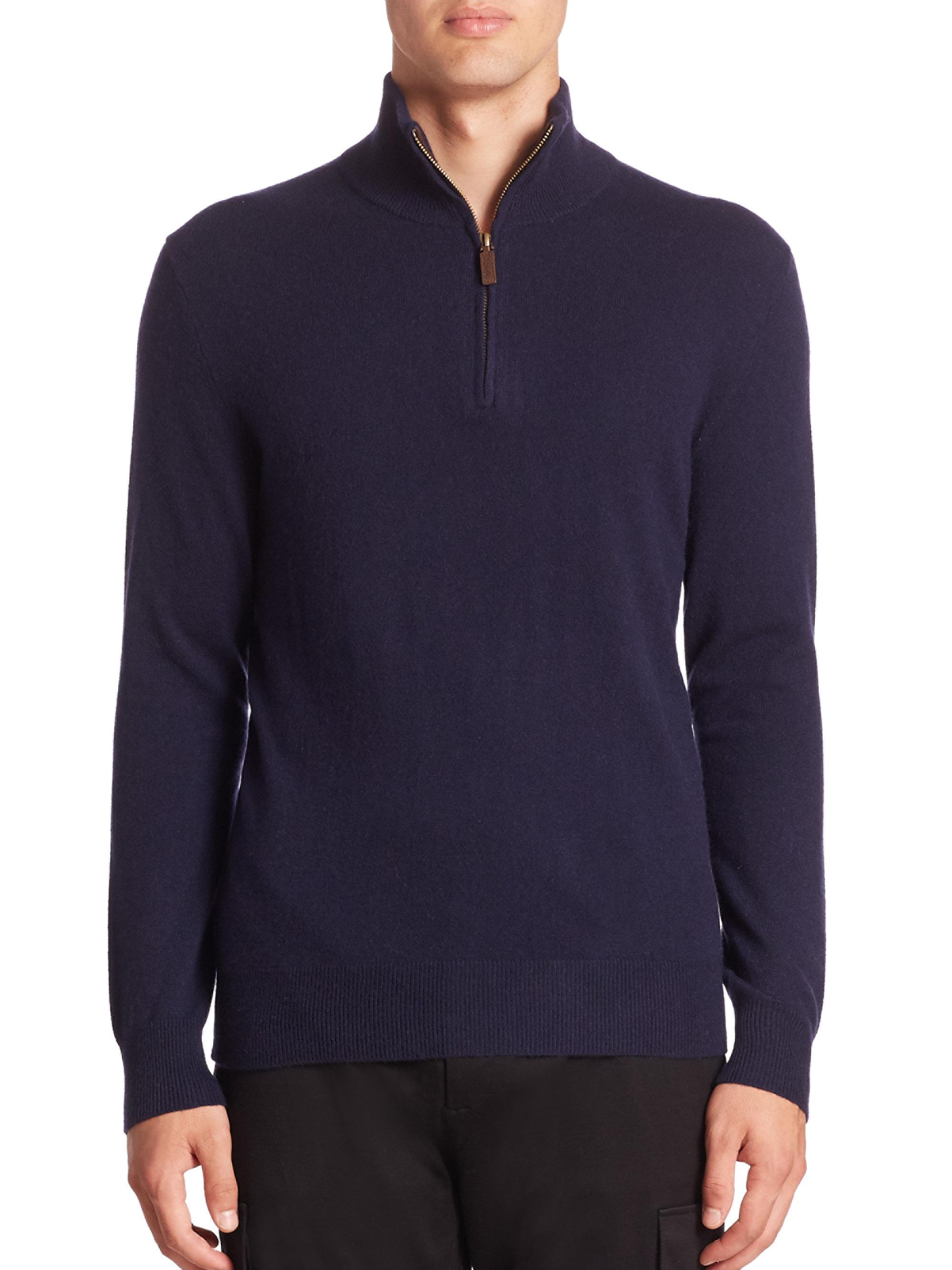 Lyst - Polo Ralph Lauren Cashmere Half-zip Pullover Sweater in Blue for Men