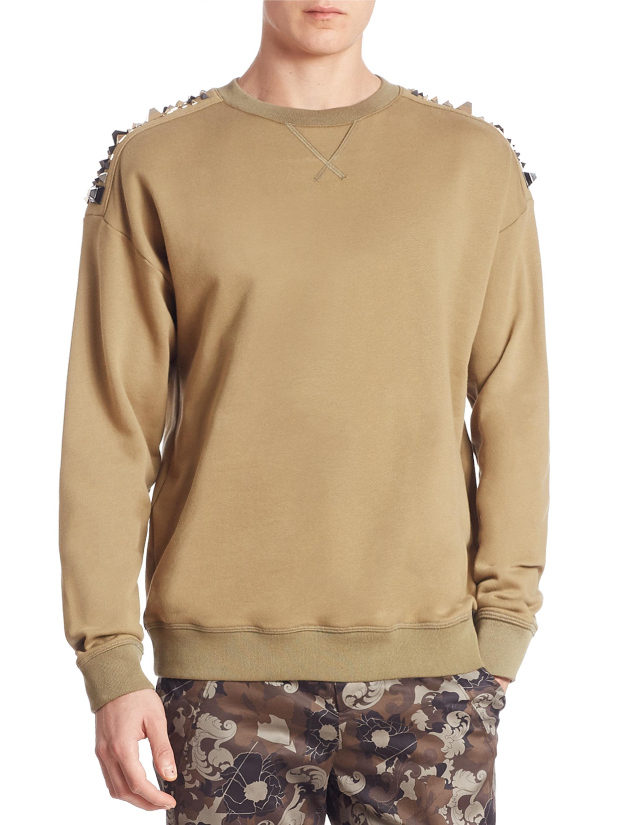 Lyst - Versace Studded Cotton Sweater in Natural for Men