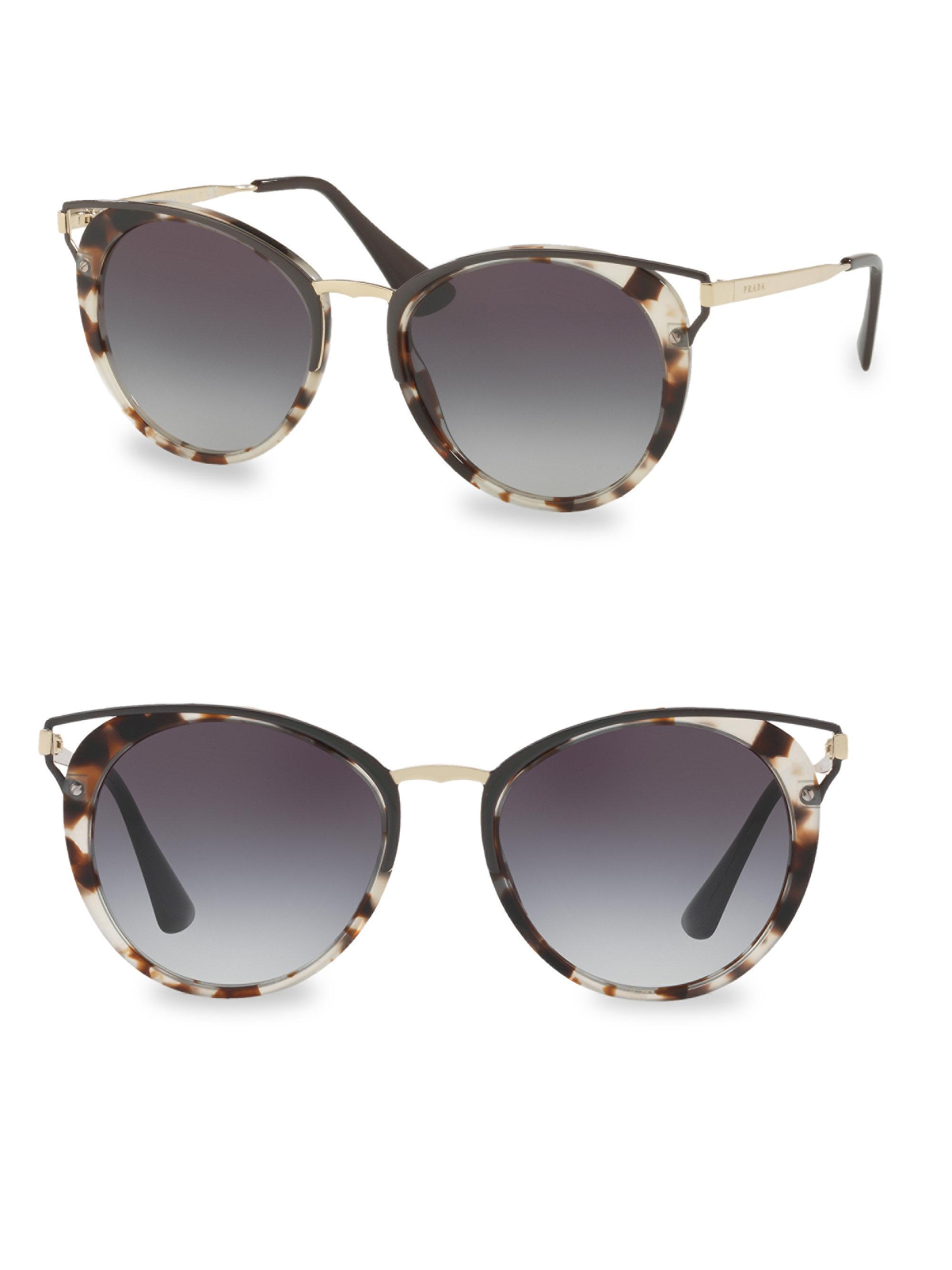 Lyst Prada 54mm Cutout Cat Eye Sunglasses In Brown 2565