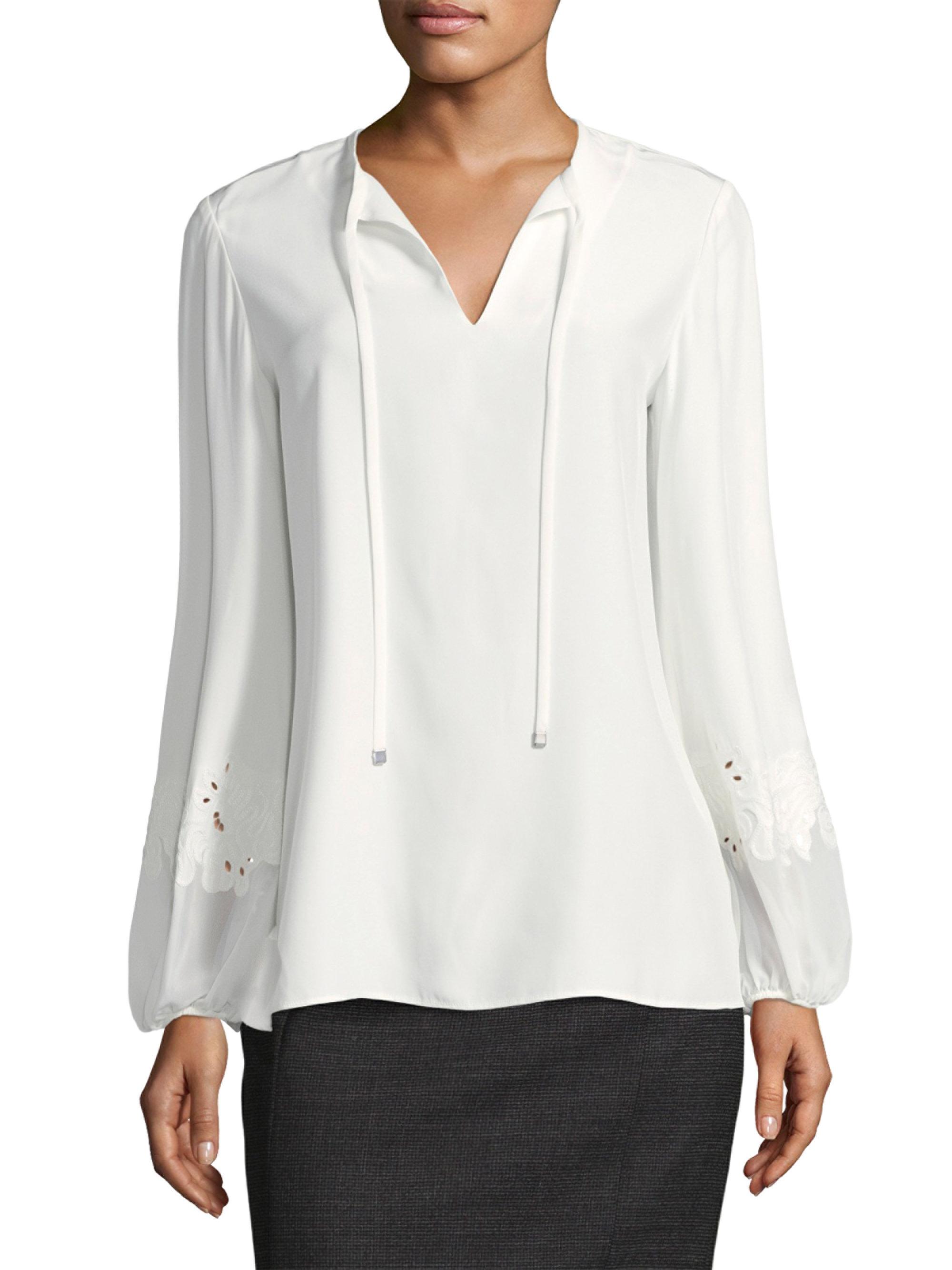 Lyst - Lafayette 148 New York Eli Silk Blouse In White