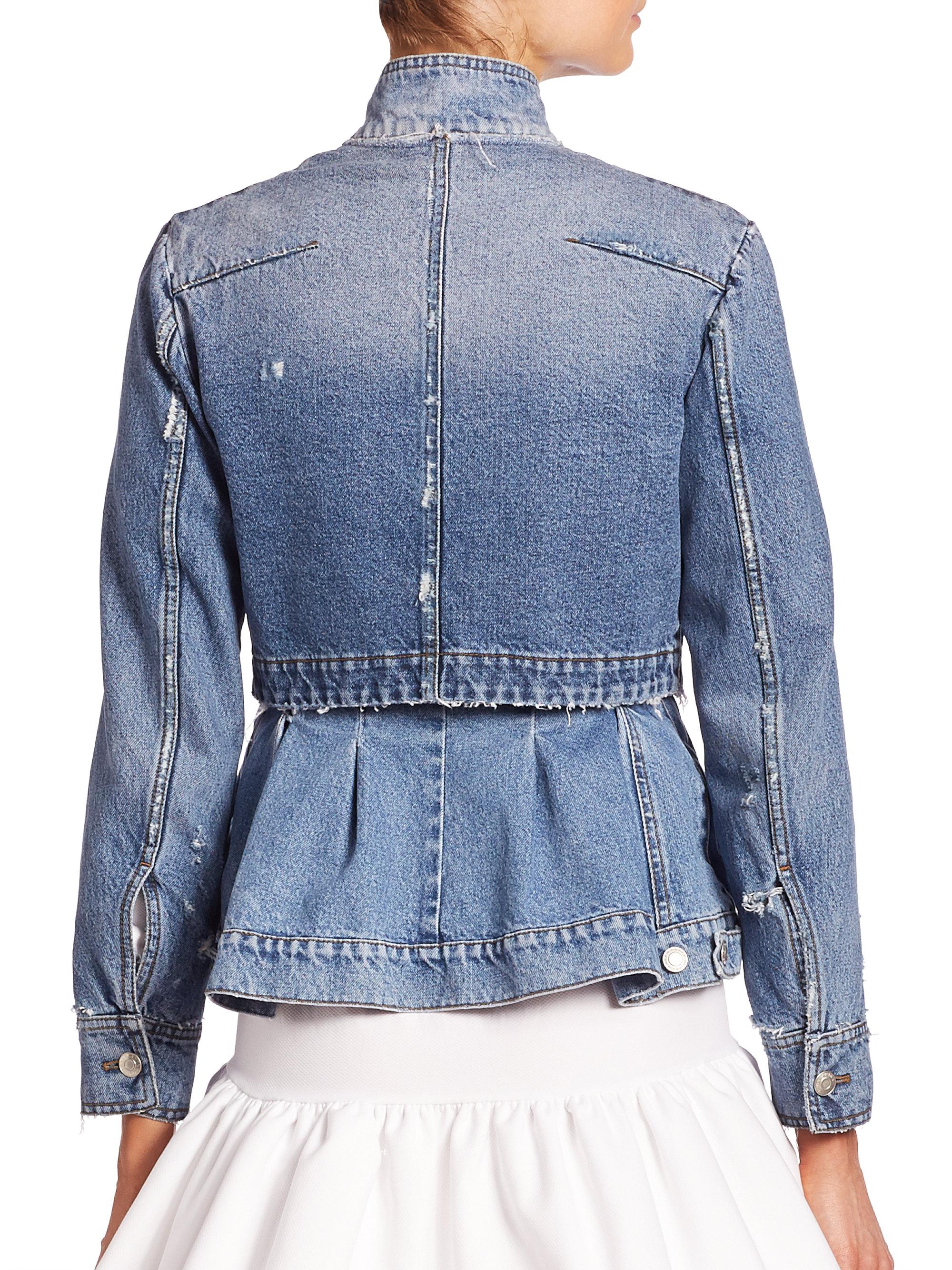 Lyst - Alexander Mcqueen Peplum Denim Jacket in Blue