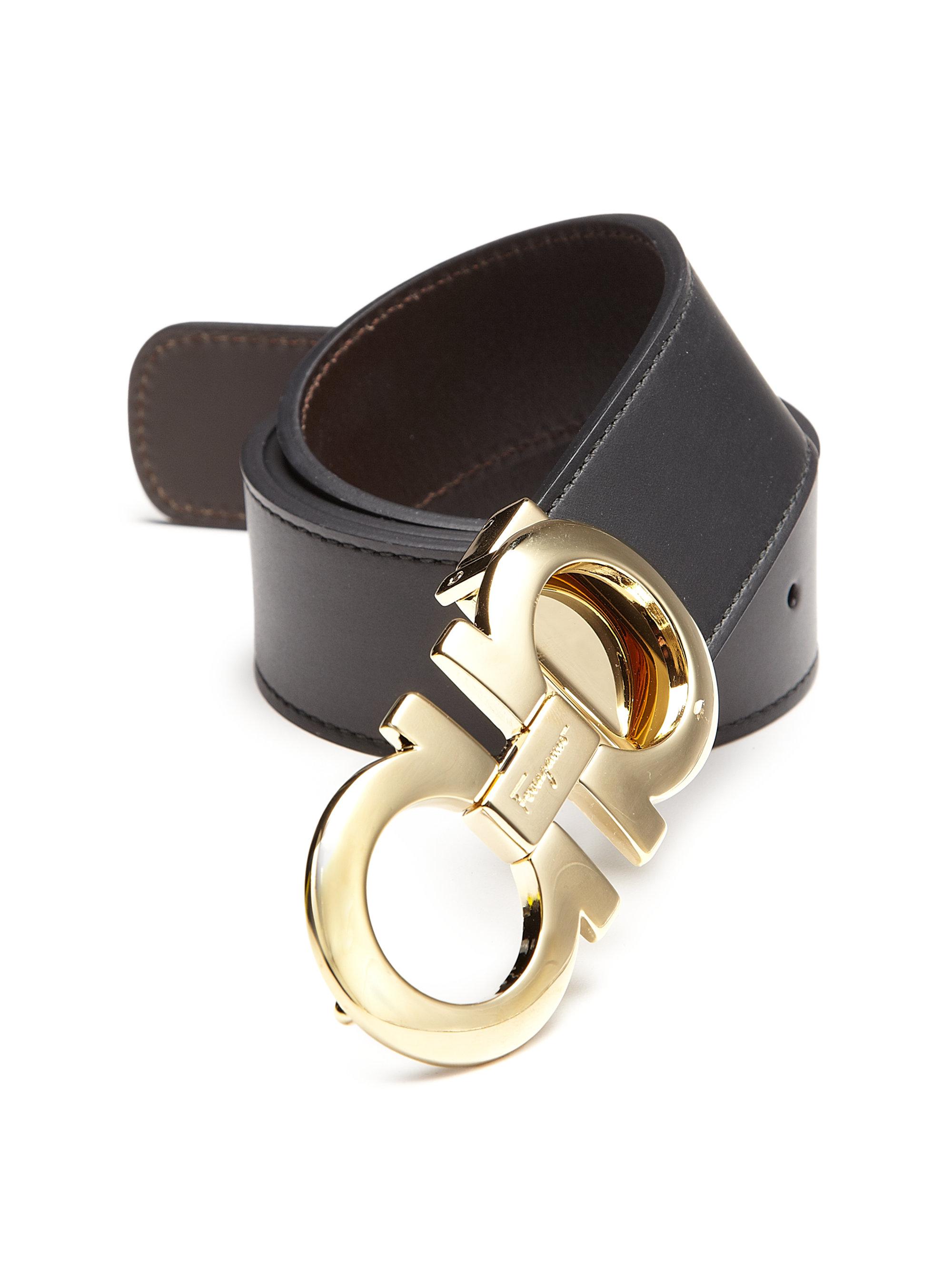 Lyst - Ferragamo Adjustable & Reversible Double Gancini Leather Belt in Black for Men