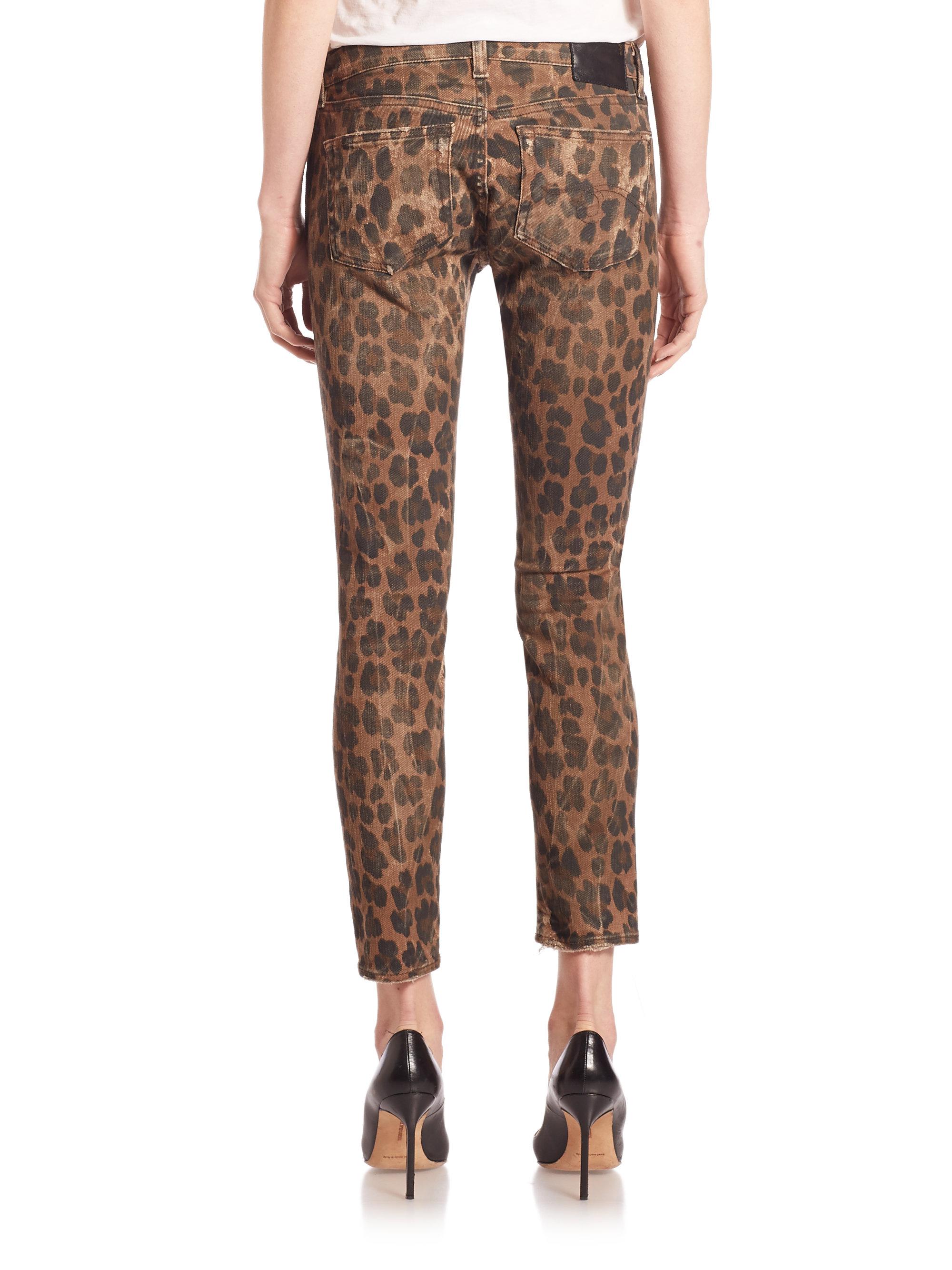 R13 Kate Leopard Print Skinny Jeans In Brown Lyst