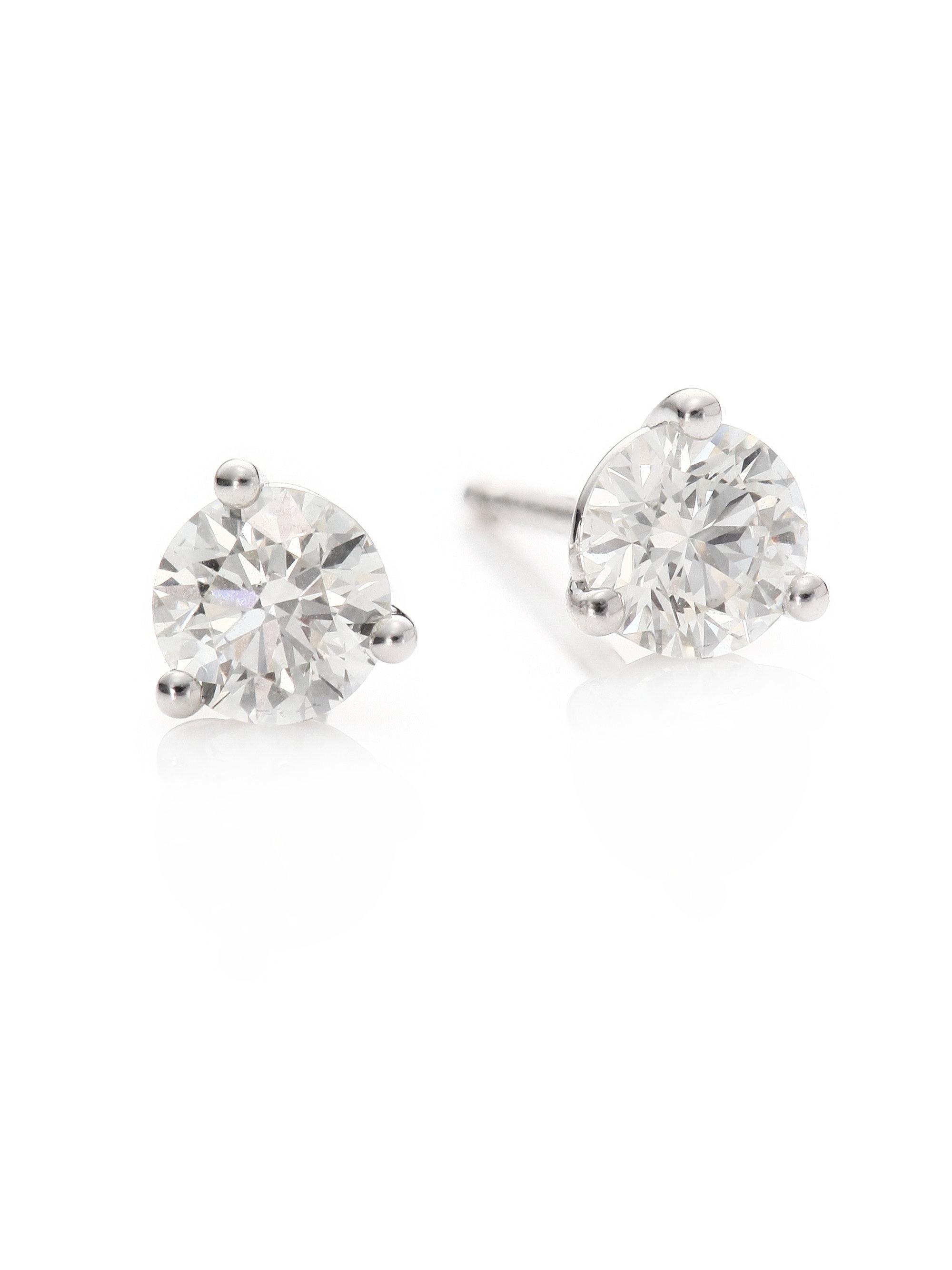 Lyst Hearts On Fire Diamond 18k White Gold Three G Stud Hearts On Fire