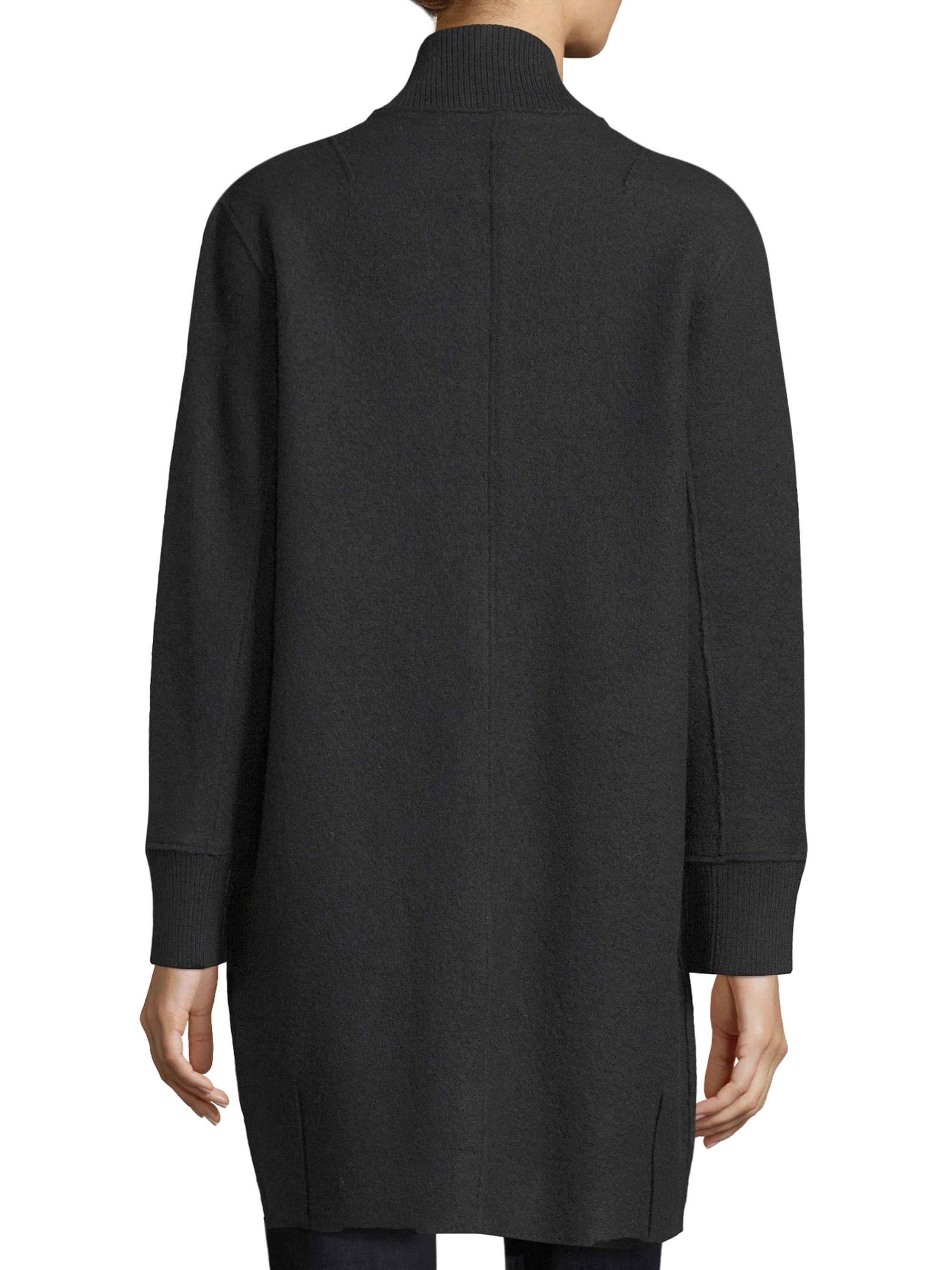 Lyst - Eileen Fisher Stand Collar Wool Jacket in Black