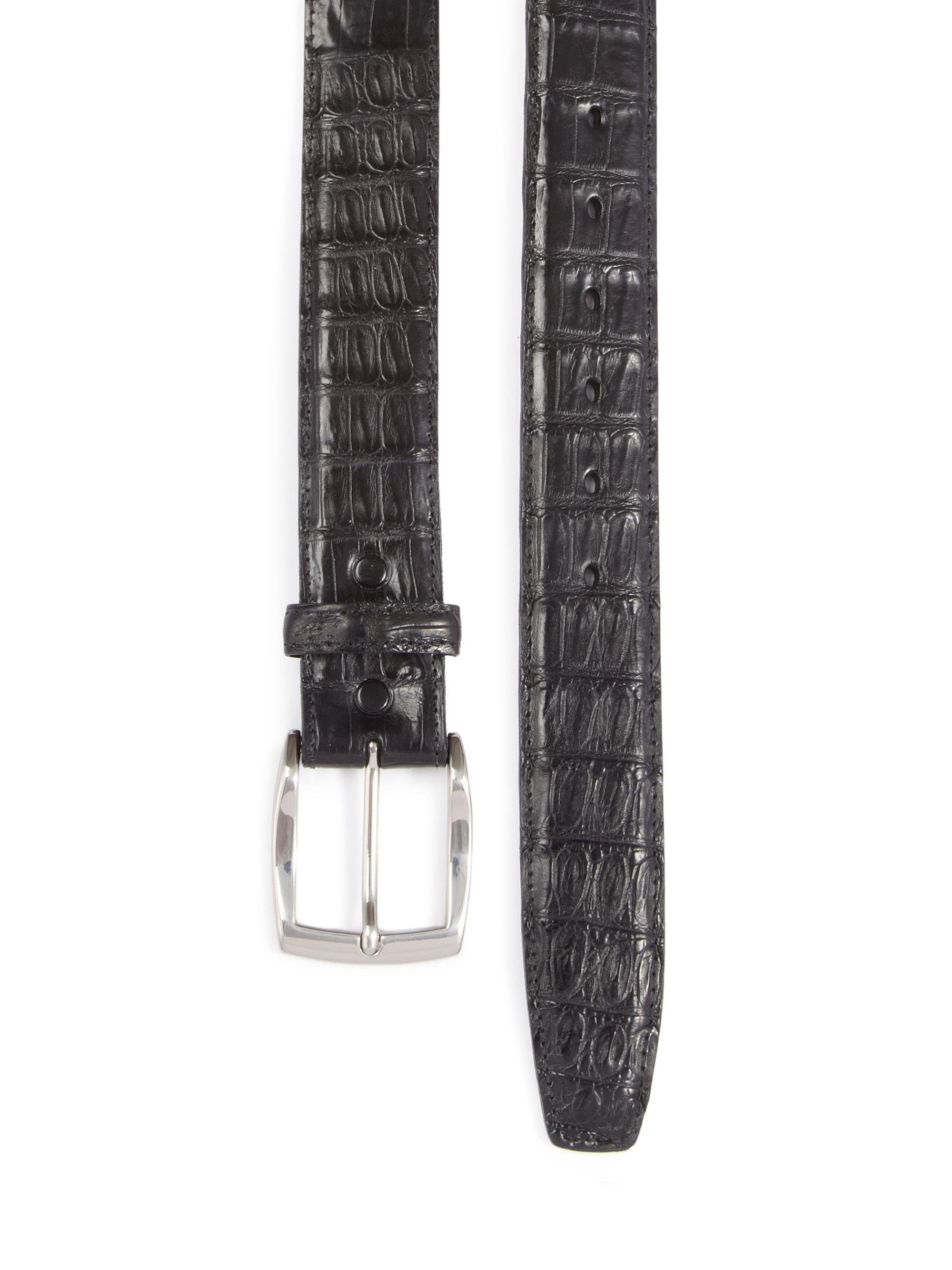 Lyst - Saks Fifth Avenue Caiman Crocodile Belt in Black for Men