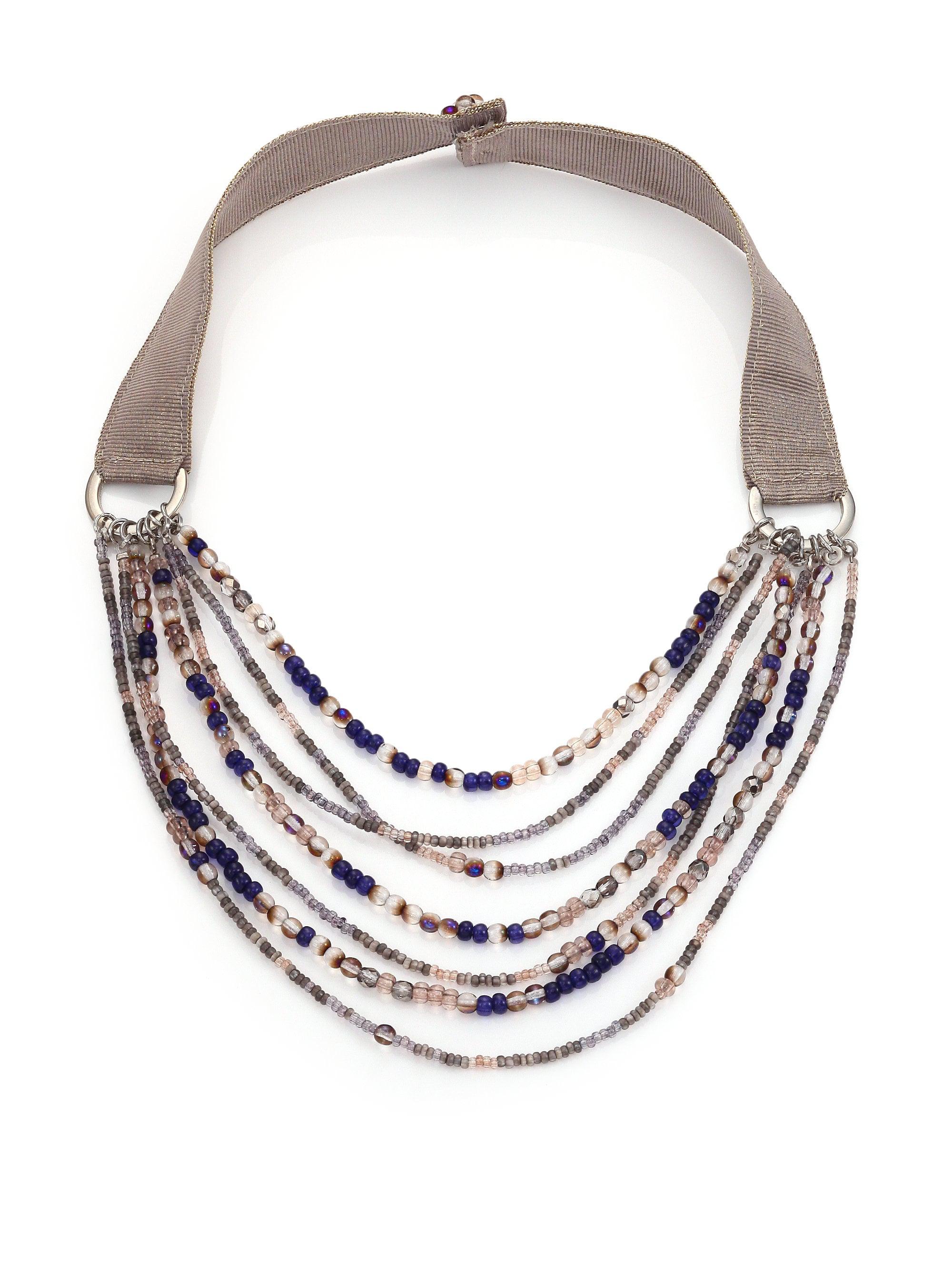 Lyst - Peserico Mutlistrand Beadaed Necklace in Blue