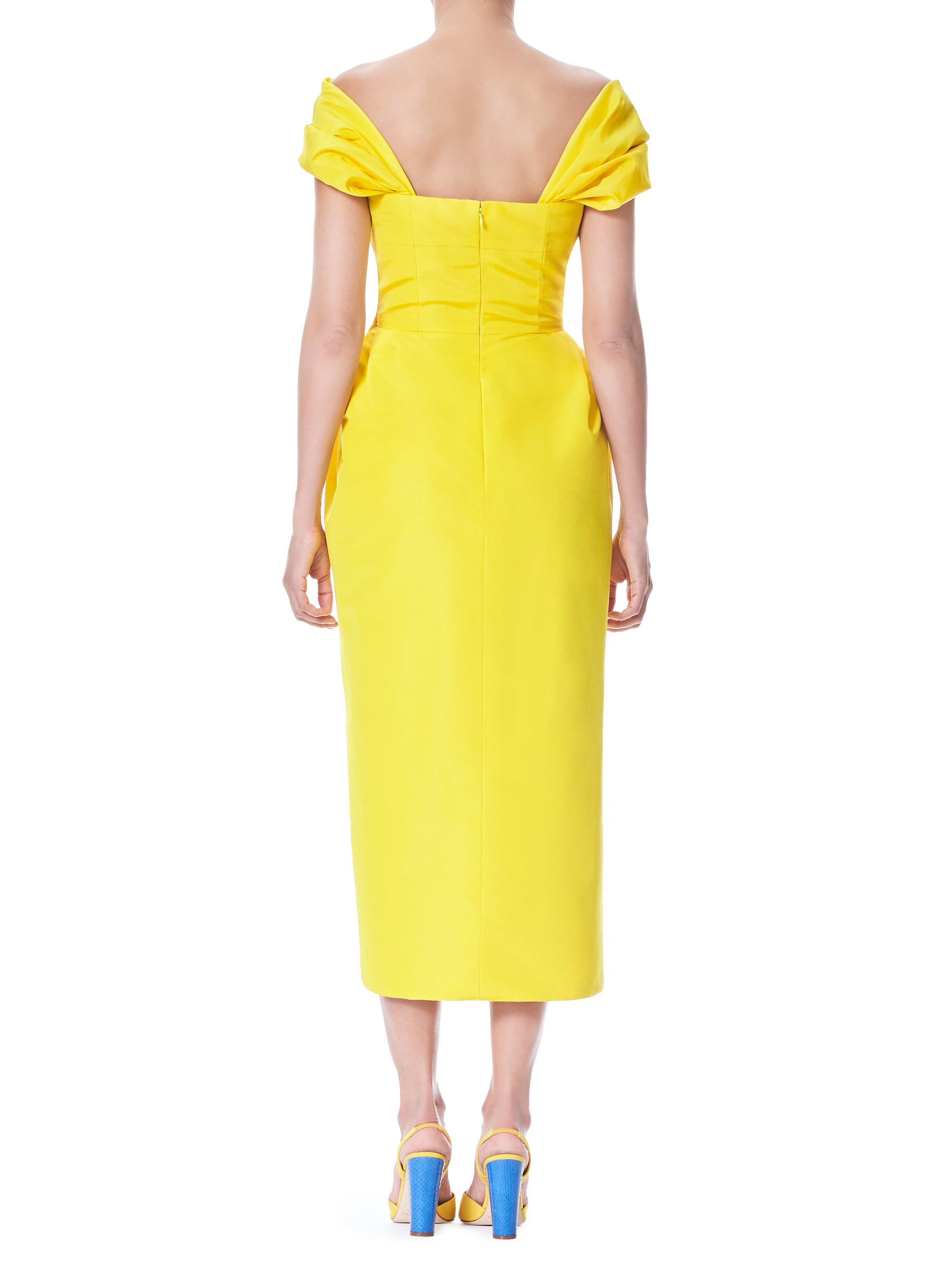 Carolina Herrera Off-the-shoulder Cocktail Sheath Dress in Yellow - Lyst