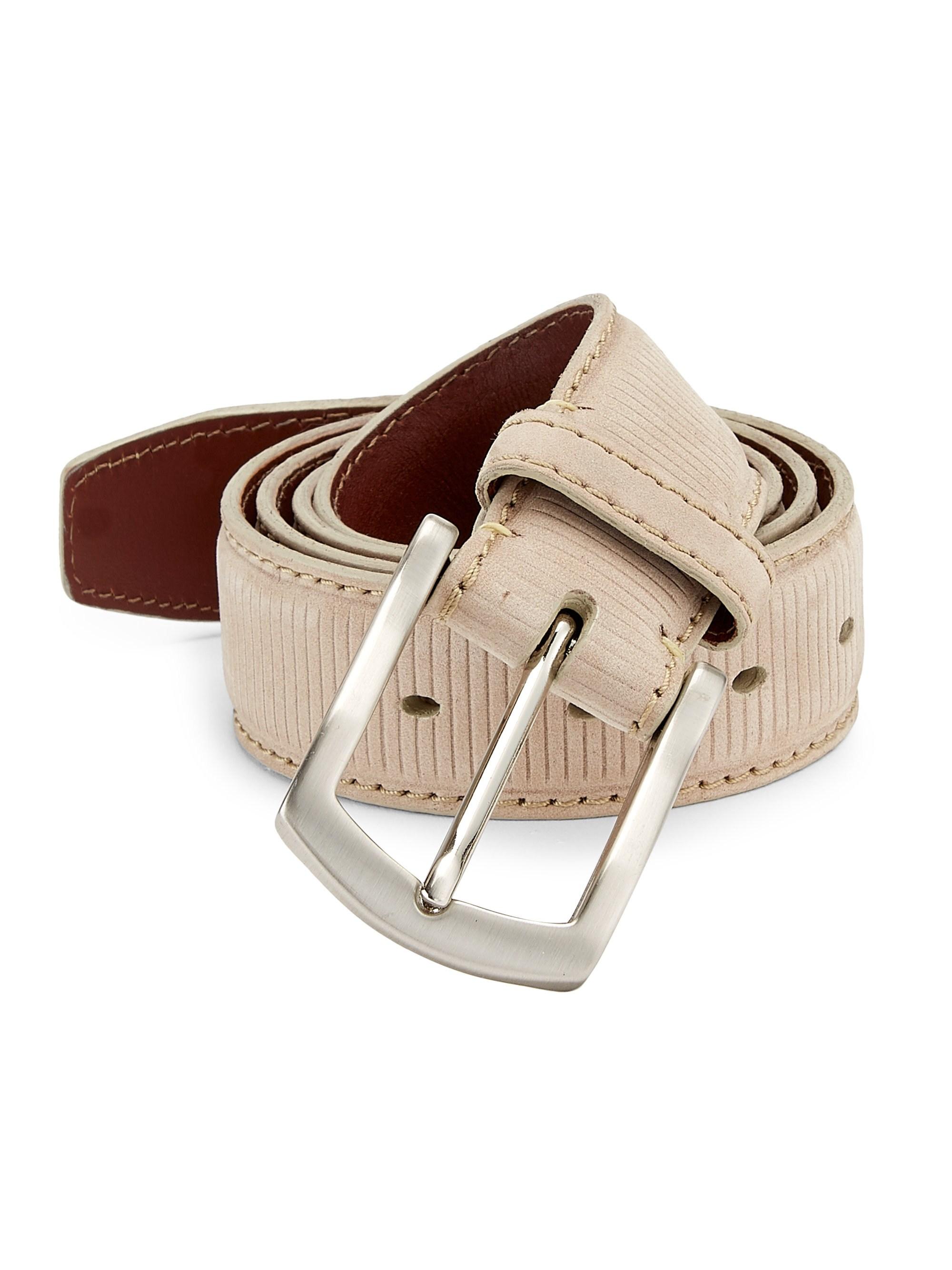 Saks Fifth Avenue Collection Ribbed Suede Belt in Natural for Men - Lyst