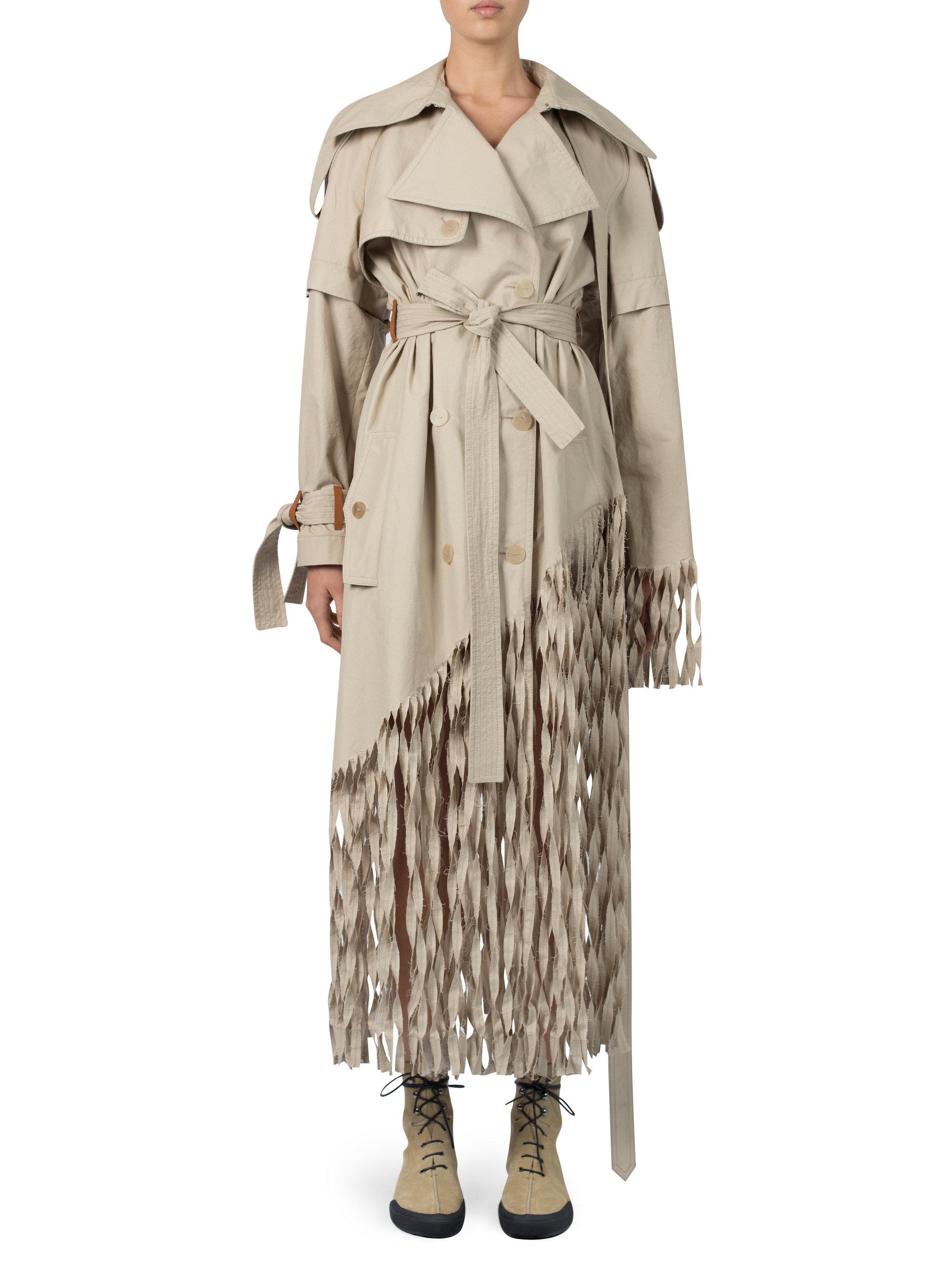 Lyst - Loewe Fringe Trench Coat in Natural