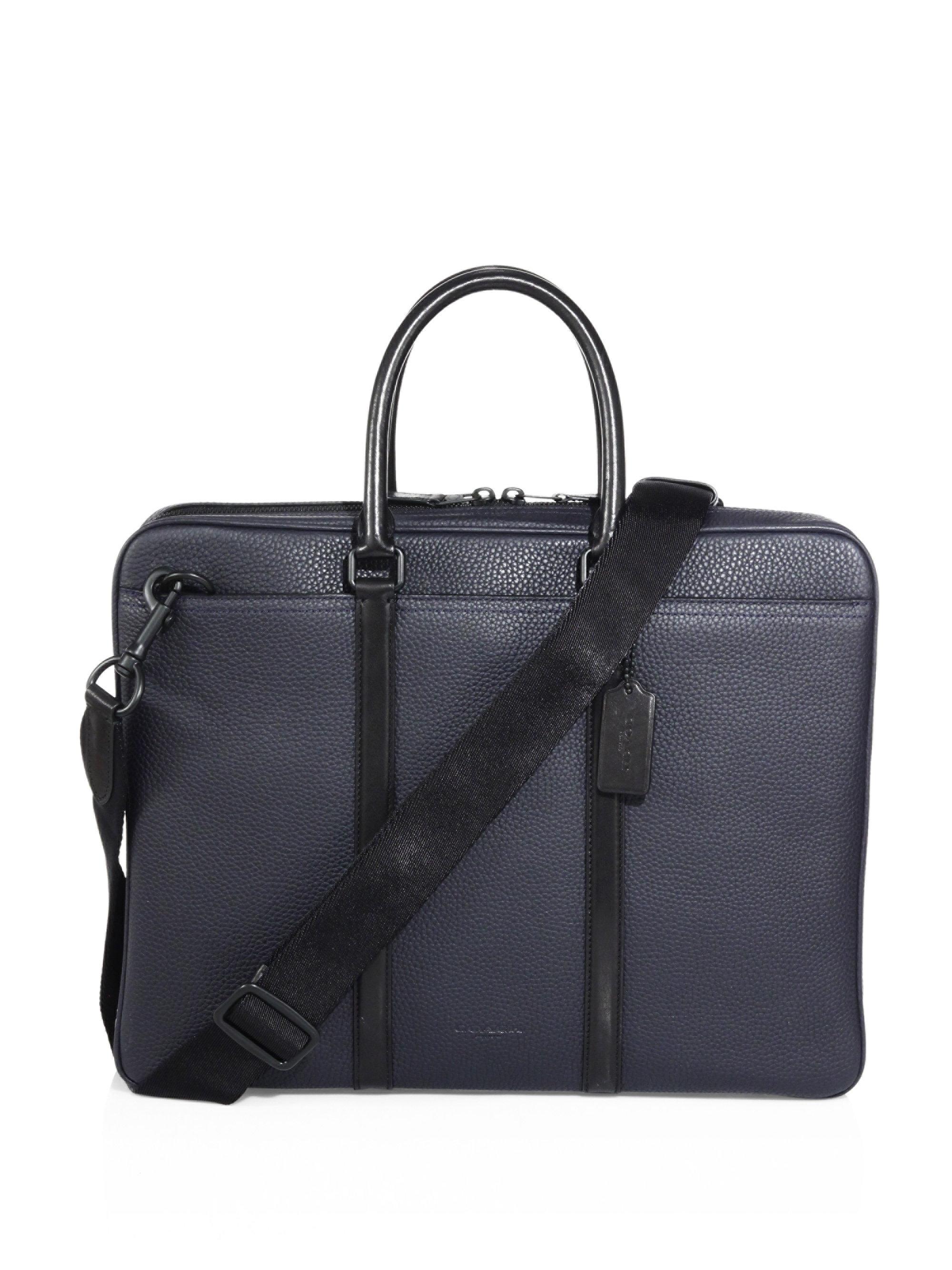 Lyst - Coach Metropolitan Pebbled Leather Briefcase in Black for Men