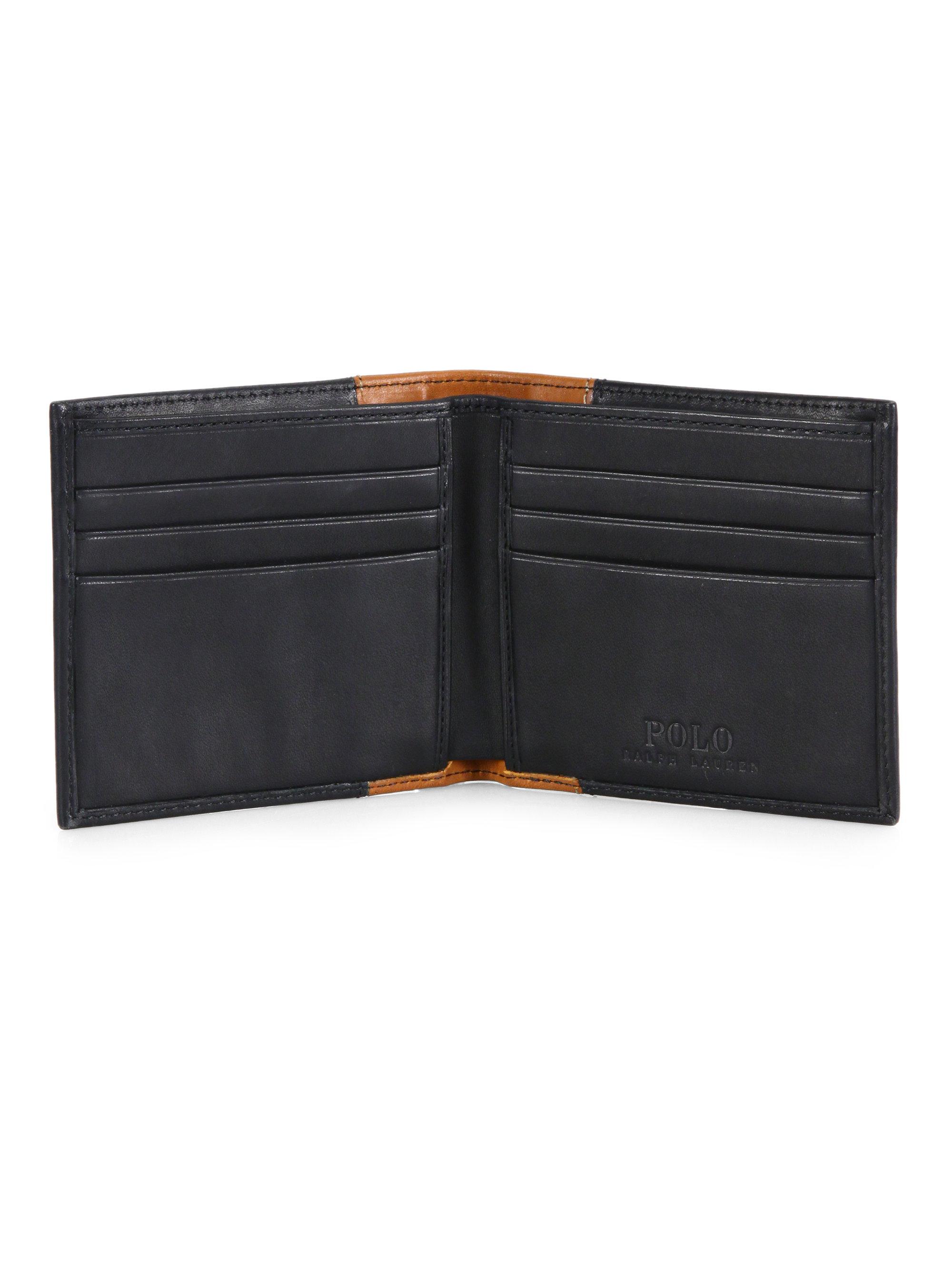 Polo Ralph Lauren Two-tone Leather Wallet in Black for Men - Lyst