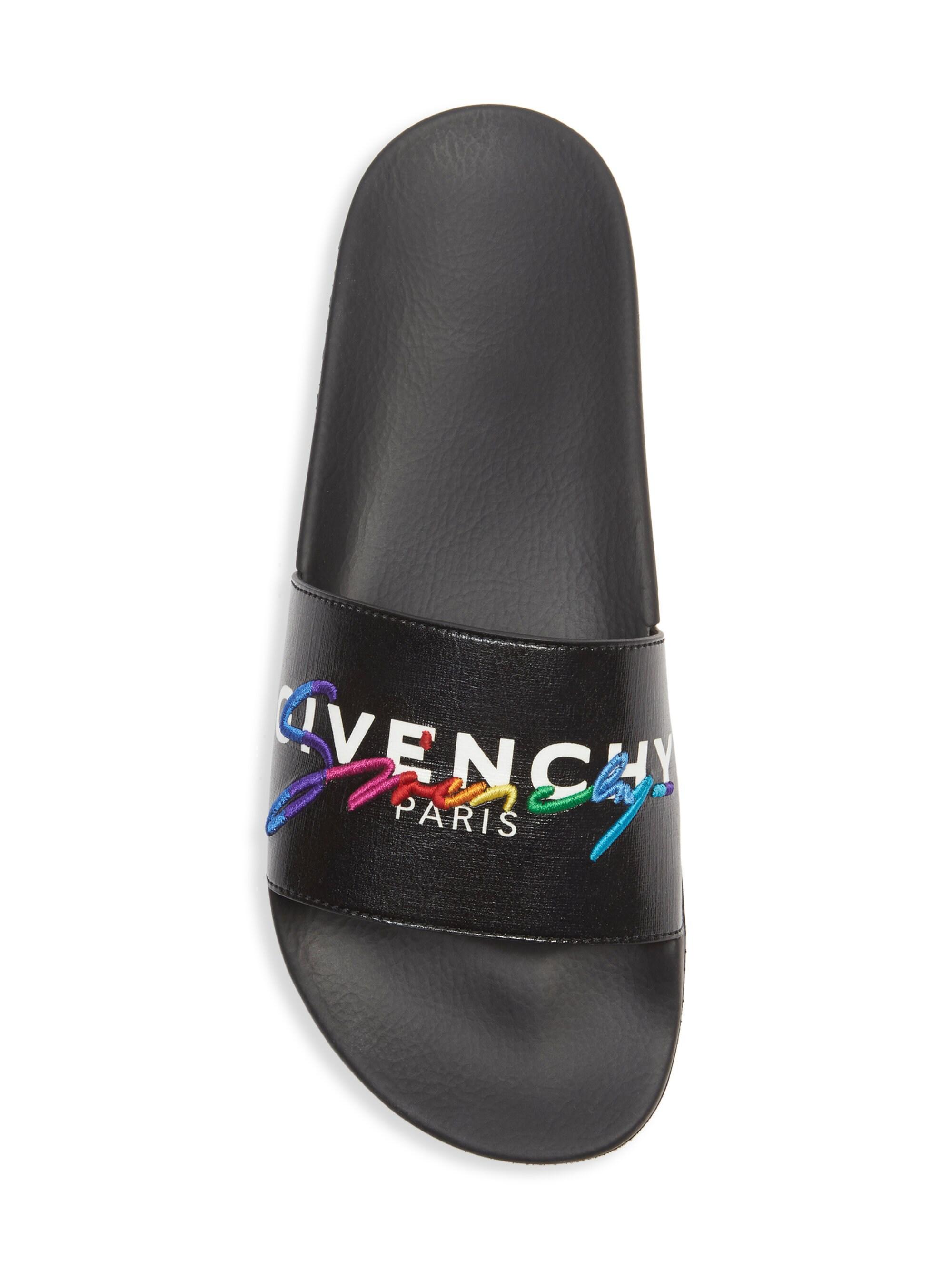 Givenchy Embroidered Logo Pool Slides in Black for Men - Lyst