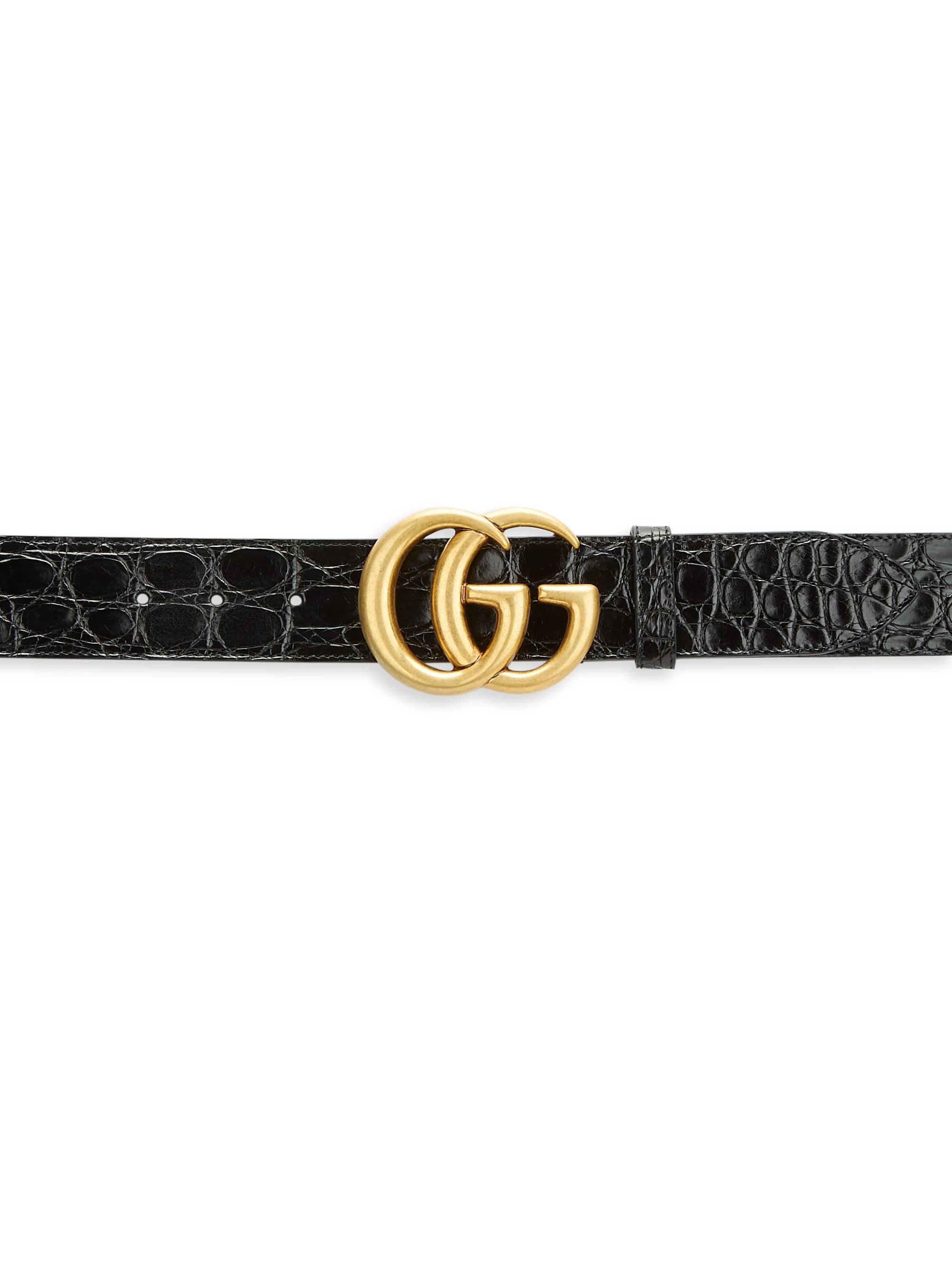 Lyst - Gucci Crocodile Belt With Double G Buckle in Black for Men - Save 5.238095238095241%